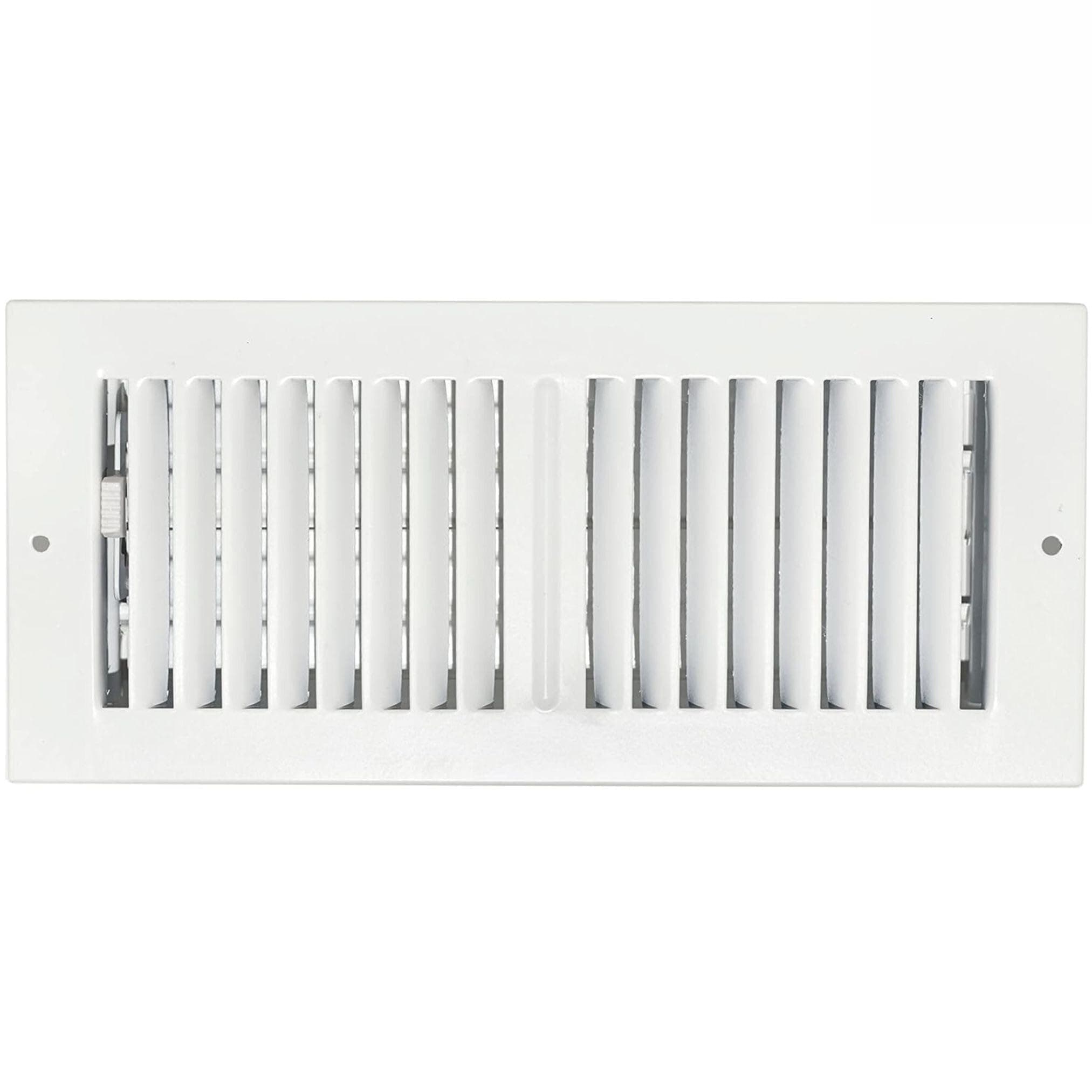 4" x 10" White Sidewall & Ceiling Register 2 Way – Steel Air Vent Cover, HVAC Supply Grille for Wall or Ceiling, Fits 4x10 Duct Opening, Heavy Duty Register