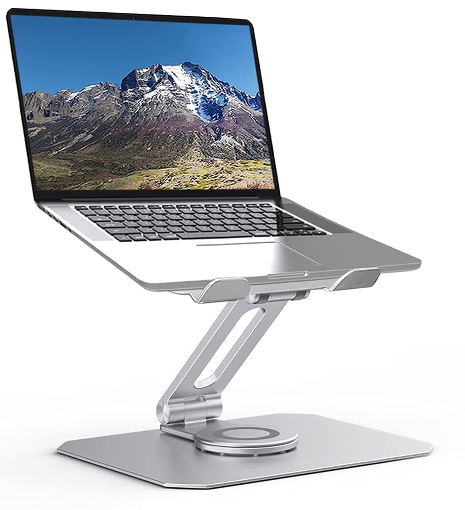 Funito Adjustable Laptop Stand with 360 Rotating Base,Ergonomic Laptop Riser for Collaborative Work, Dual Rotary Shaft Fully Foldable for Easy Storage, Fits MacBook/All Laptops up to 16 inches