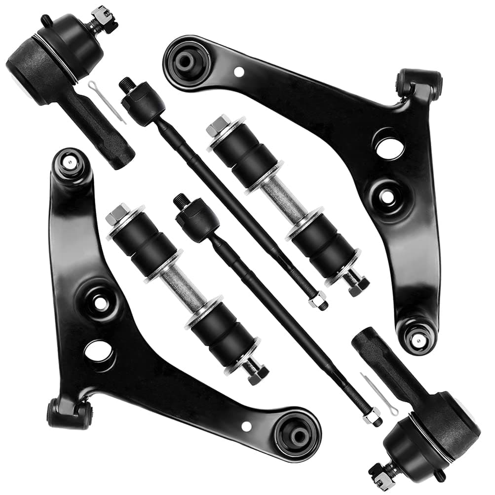 SCITOO 8pcs Suspension Kit Front Lower Control Arm w/Ball Joint Kit Inner Outer Tie Rod End Rear Stabilizer Sway Bar Link Fit 2002-2007 for Mitsubishi Lancer 2.0L 2.4L