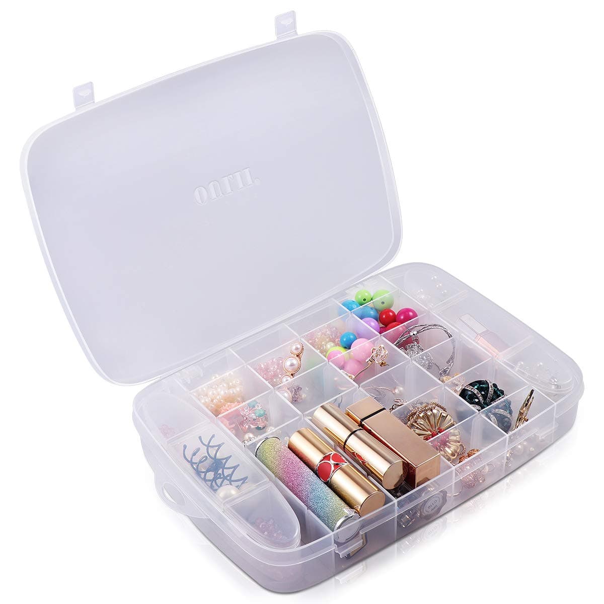 30 Grids Clear Plastic Jewelry Box Organizer Storage Container Box Makeup Ring Earring Necklace Organizer Storage Case with Adjustable Dividers (Transparent)