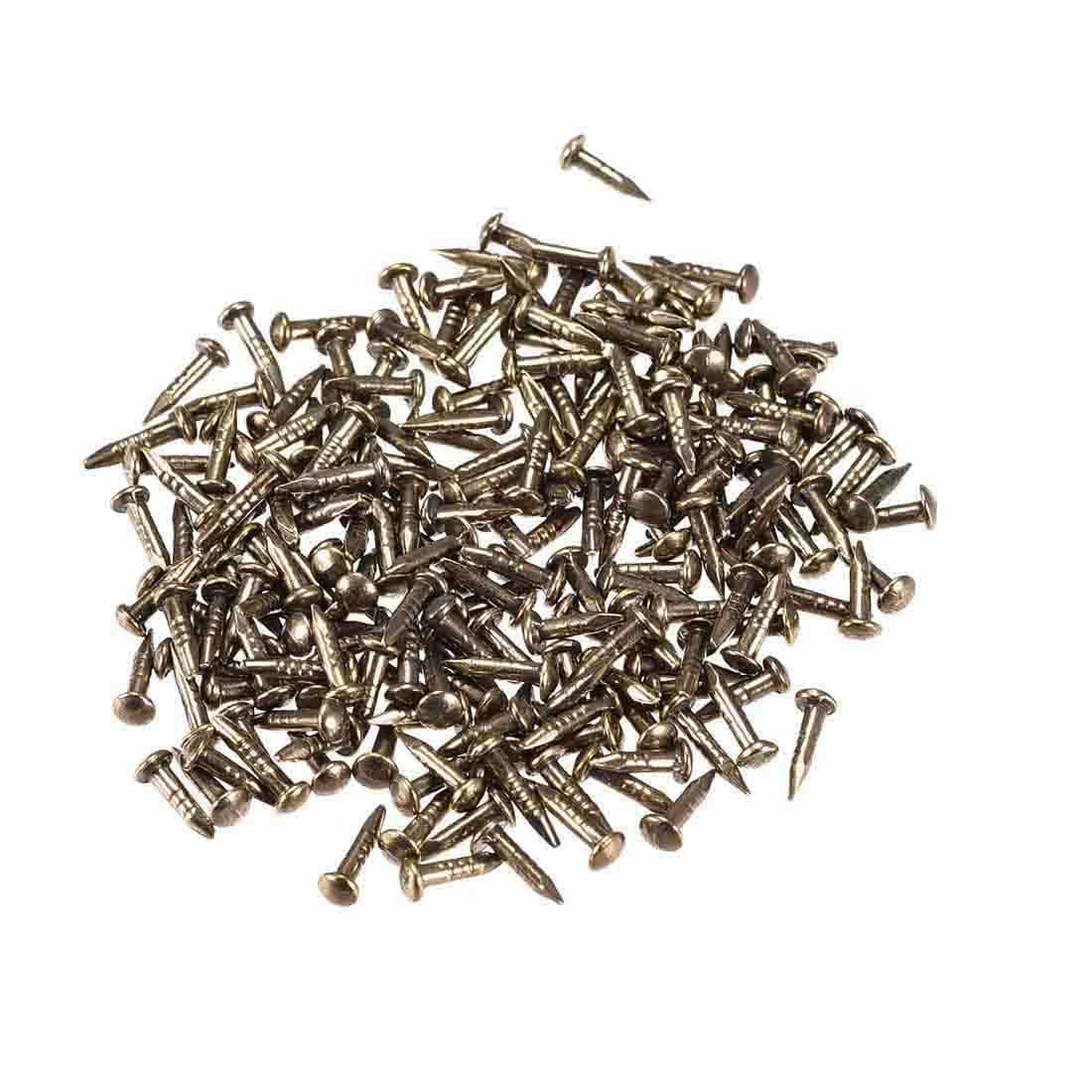 Linwood Small Smooth Round Head Nails Multi-Purpose for DIY Decorative Pictures Boxes Household Accessories, Length: 0.23 inch (1×6mm, Bronze)