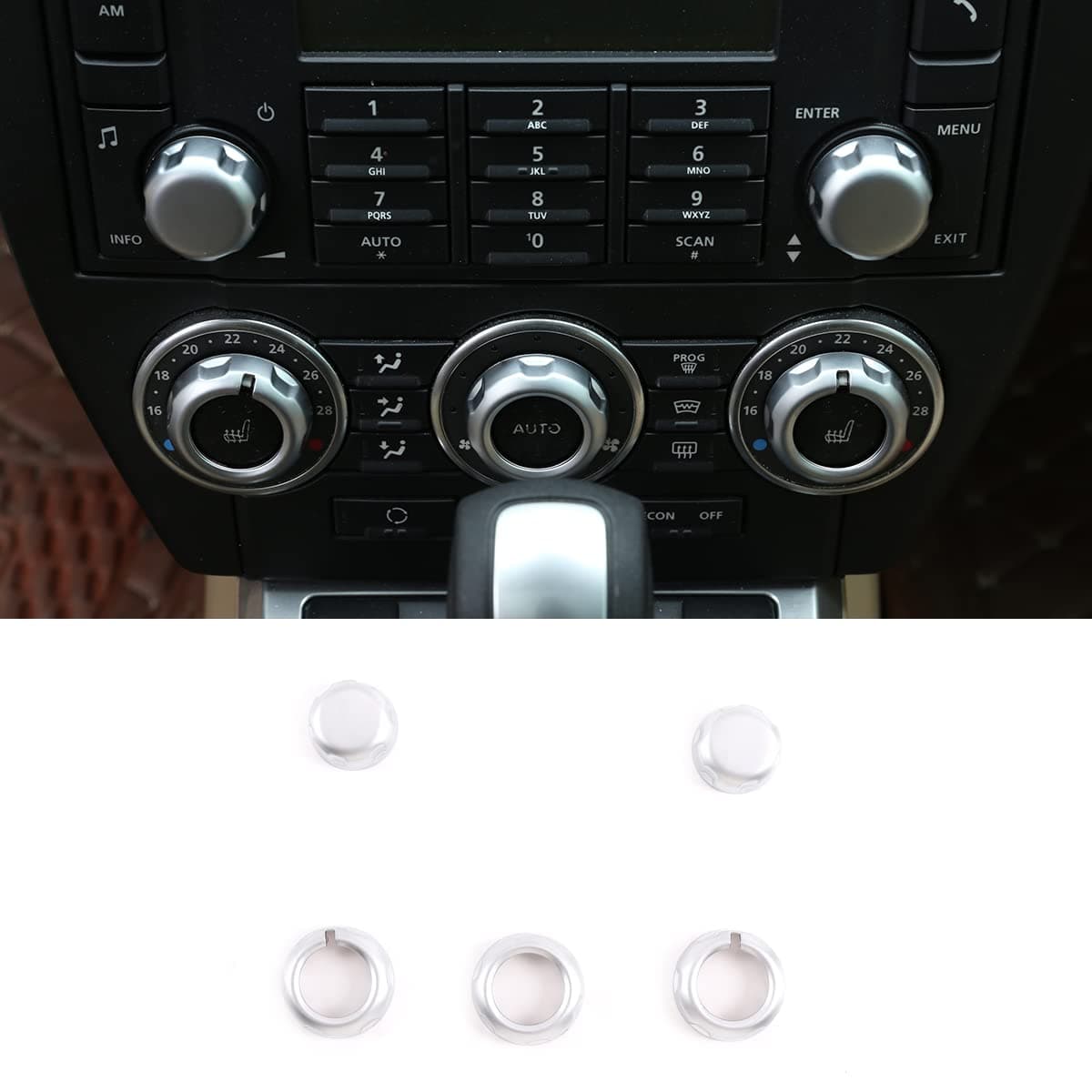 ABS Chrome Air Conditioner Switch Cover CD Button Knob Ring Compatible for Land Rover Freelander 2 2007-2012