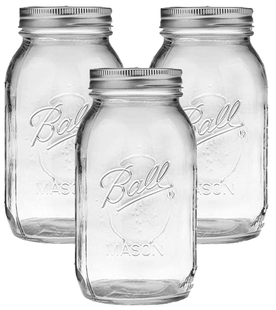 Meterk Ball Jars Ball Mason Jars 32 oz Bundle with Non Slip Jar - Set of 3 Half Quart Mason Jars - Canning Glass Jars with Lids Mason Jars with Lid