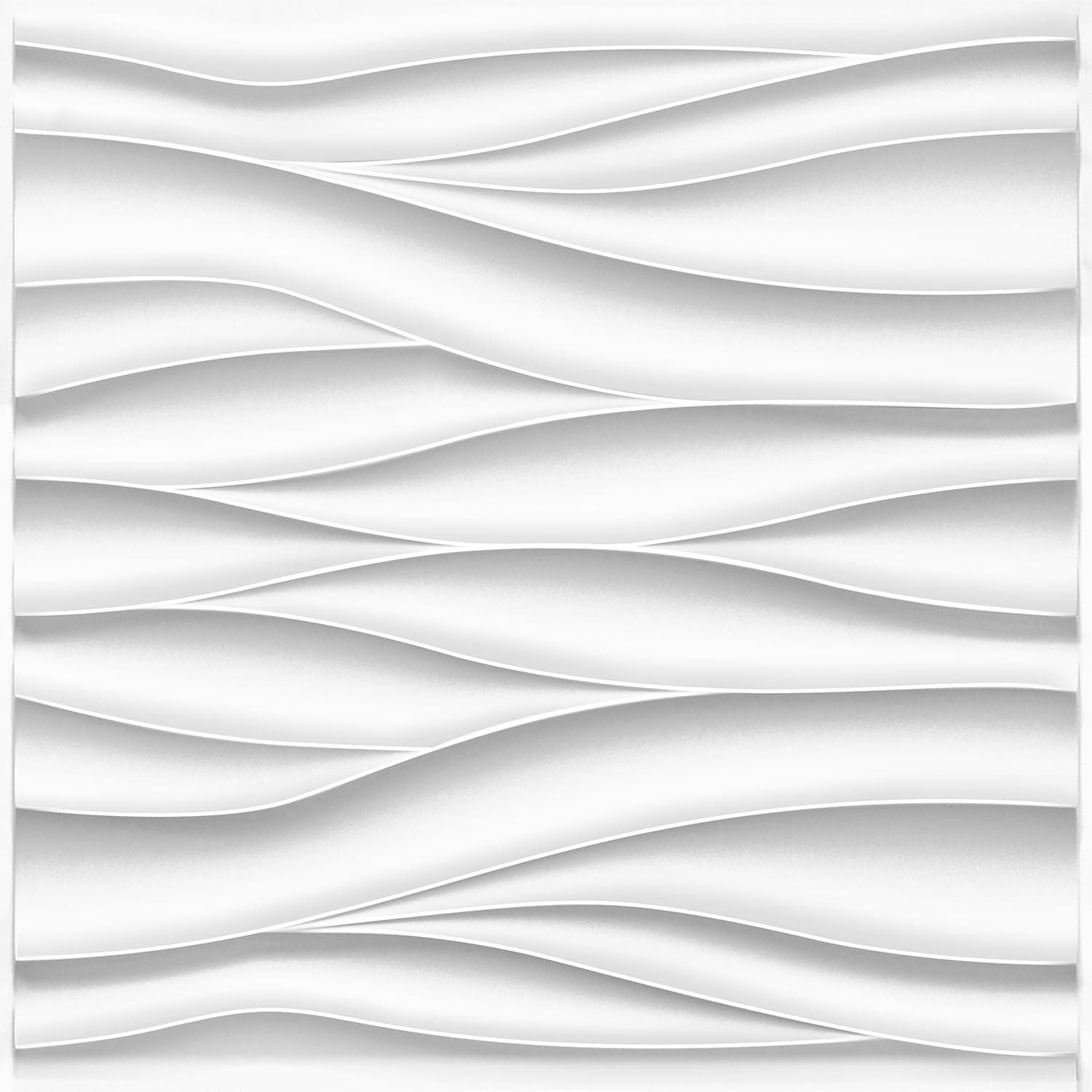 Wave Wall Panels for Interior Wall Decor, White 3D Wall Panels Accent Wall, Paintable 3D Wall Decor Covering Panels for Living Room Bedroom, Pack of 12 Tiles