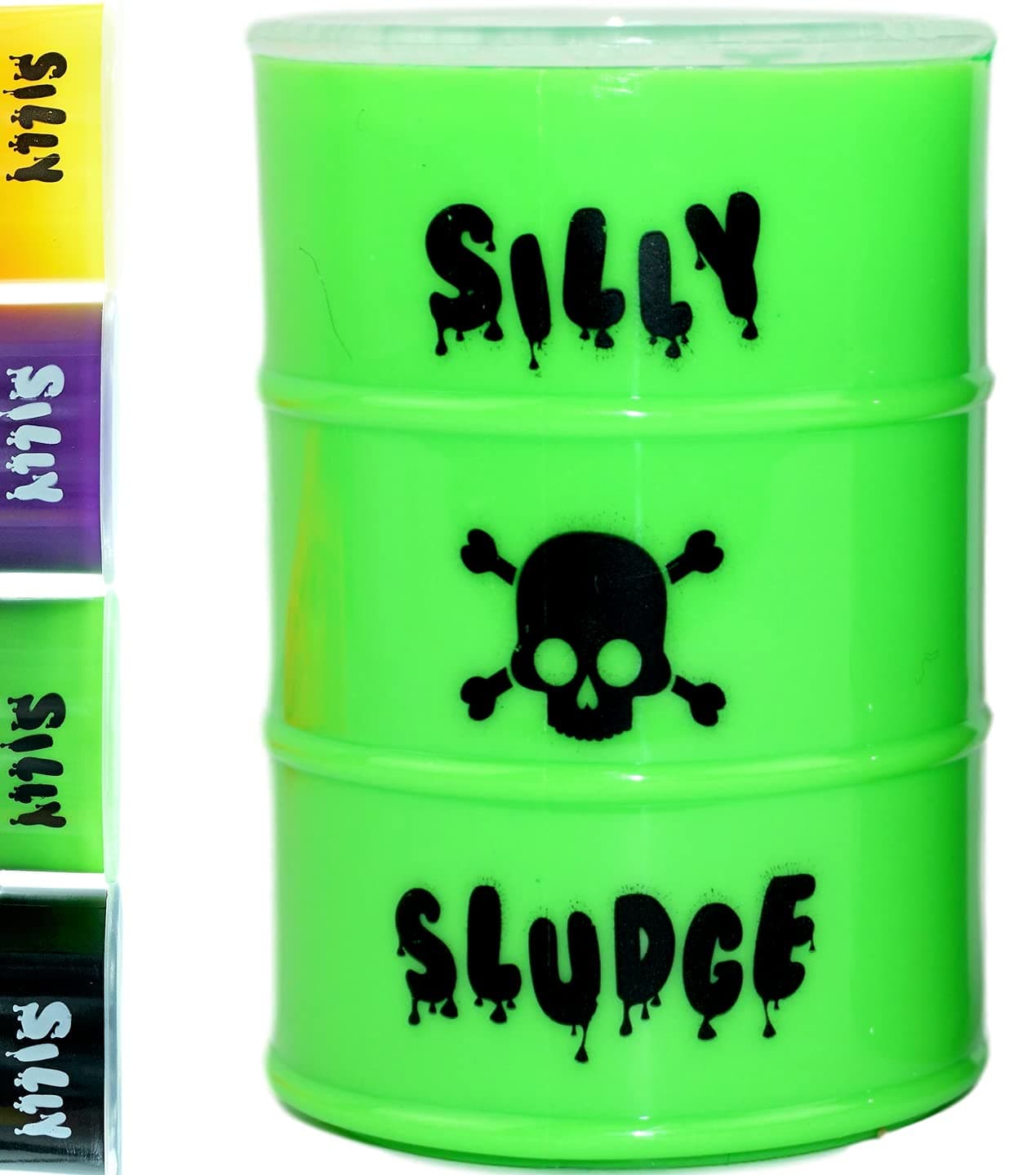 JA-RU Large Slime in a Barrel (1 Unit Assorted) Purple, Yellow, Green, & Black Slime Putty for Kids. Stress Relief Toy. Bulk Slime Party Favors for Kids & Classroom Prizes. 5438-1