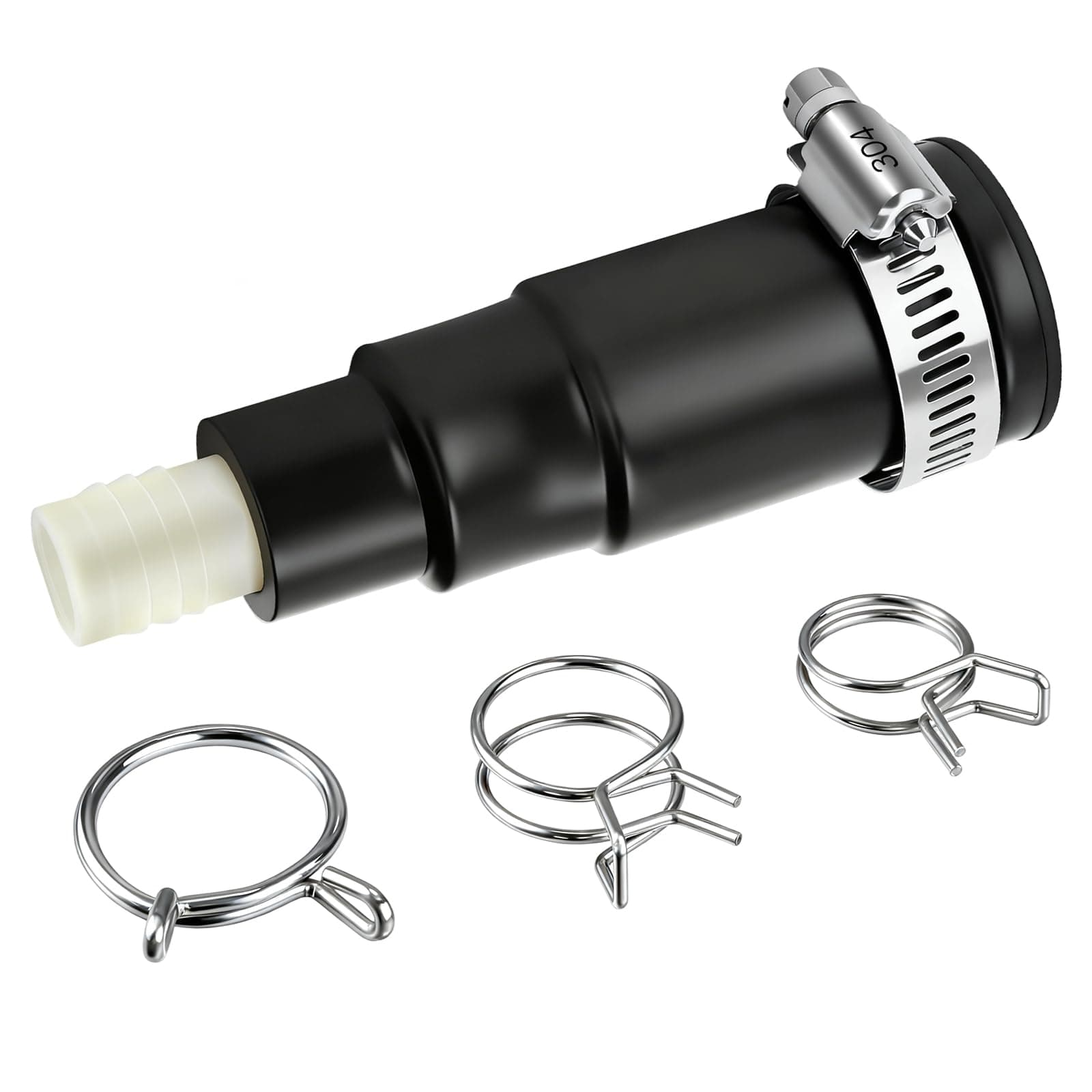 Dreyoo 1 Set Dishwasher Drain Hose Adapter Compatible with Insinkerator Garbage Disposals, Dishwasher Hose Connector Include Inlet Connector, Clamp and Spring Clamps