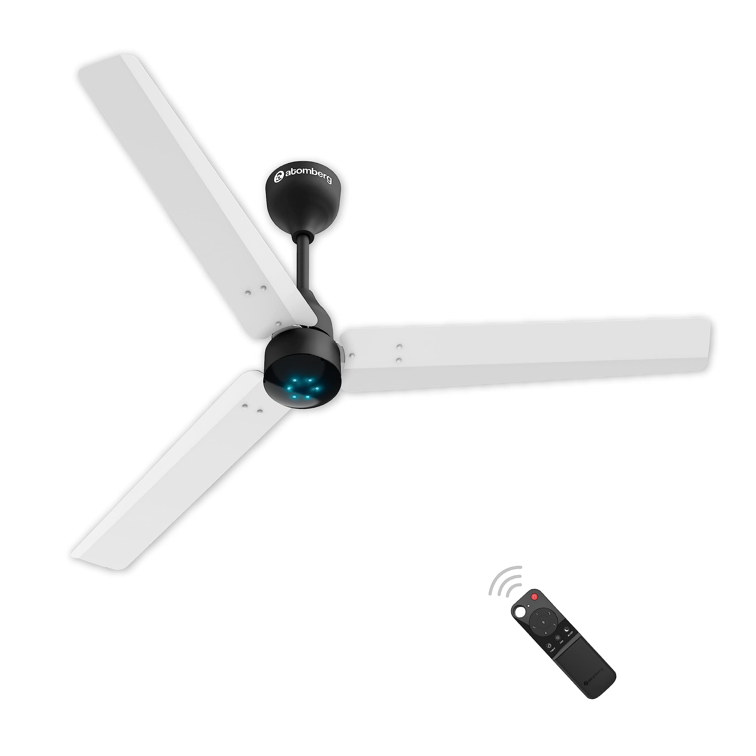 atomberg Renesa 1200mm BLDC Ceiling Fan with Remote Control | BEE 5 star Rated Energy Efficient Ceiling Fan | High Air Delivery with LED Indicators | 3 Year Warranty (White & Black)