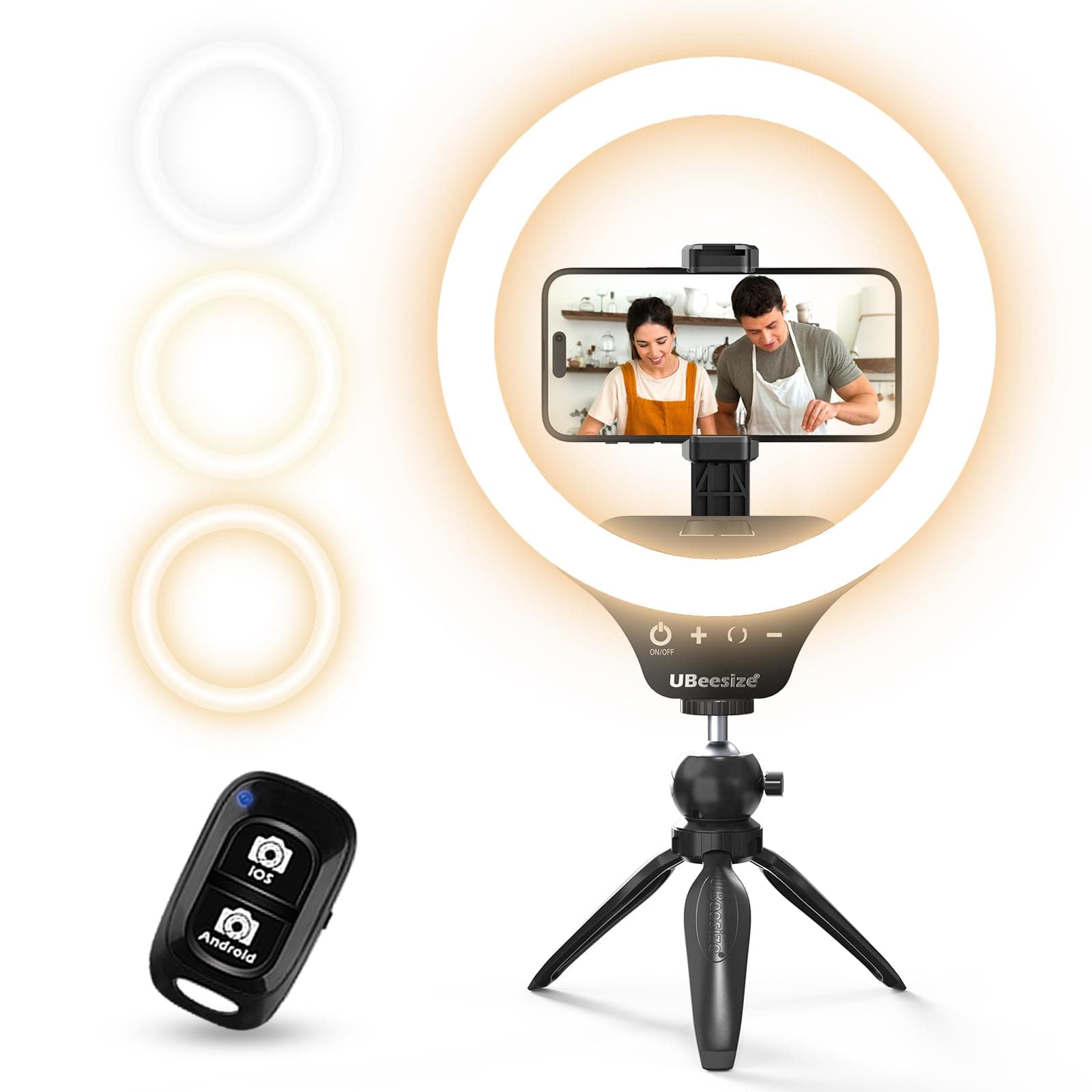 12" Desk Ring Light with Stand & Phone Holder - Adjustable Studio Light for Photography，Zoom Meetings, YouTube, TikTok, Live Streaming