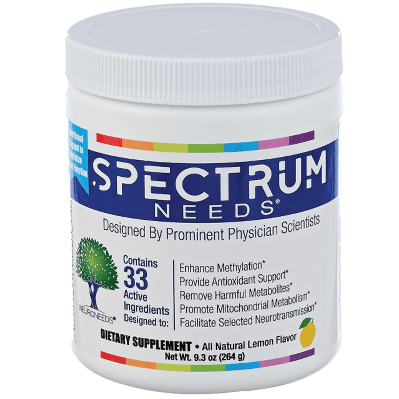 SpectrumNeeds® by NeuroNeeds – Comprehensive Nutritional Support with 33 Active Ingredients for Overall Well-Being Lemon Flavor