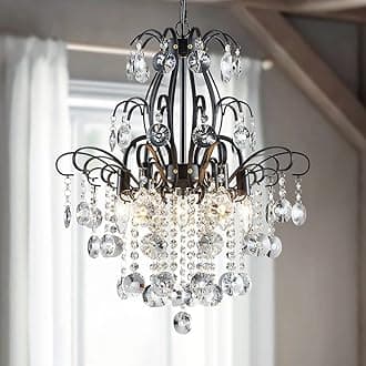 WUZUPS Crystal Chandelier Ceiling Pendant Light 5 Lights Modern Light Fixture for Bedroom, Hallway, Bar, Kitchen, Bathroom, H 57 x W 50, Base e14, Black