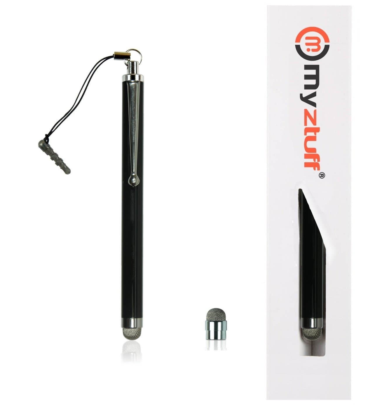 MyZtuff ® (TM) Black Hybrid Stylus (With Extra Replaceable Tip) for Samsung Note (II,III), Galaxy S3/S4/S5, Ipad Air 2/3/4, Ipad Mini, Iphone 4/5/5s/5c, Nexus 4/5/7, HTC One