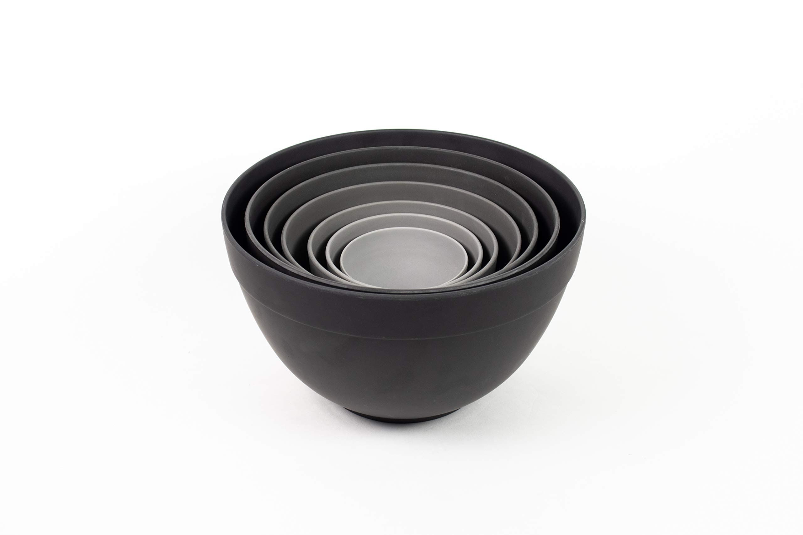 Bamboozle Nesting Bowls Set for Mixing and Serving, Dishwasher Safe, 7 Piece, Grey