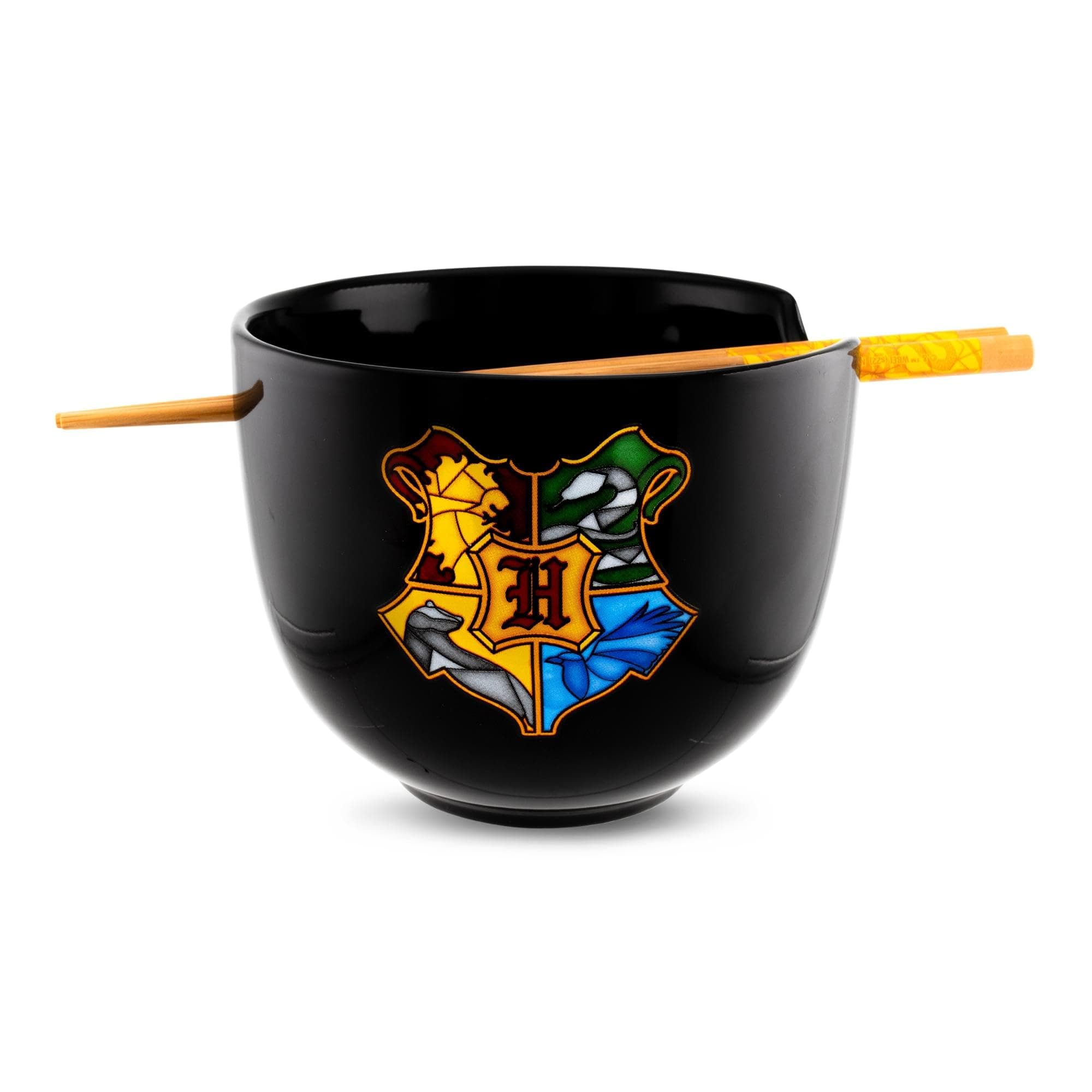 Harry Potter Hogwarts Crest Ceramic Ramen Dinnerware Set | Includes 20-Ounce Noodle Bowl and Wooden Chopsticks