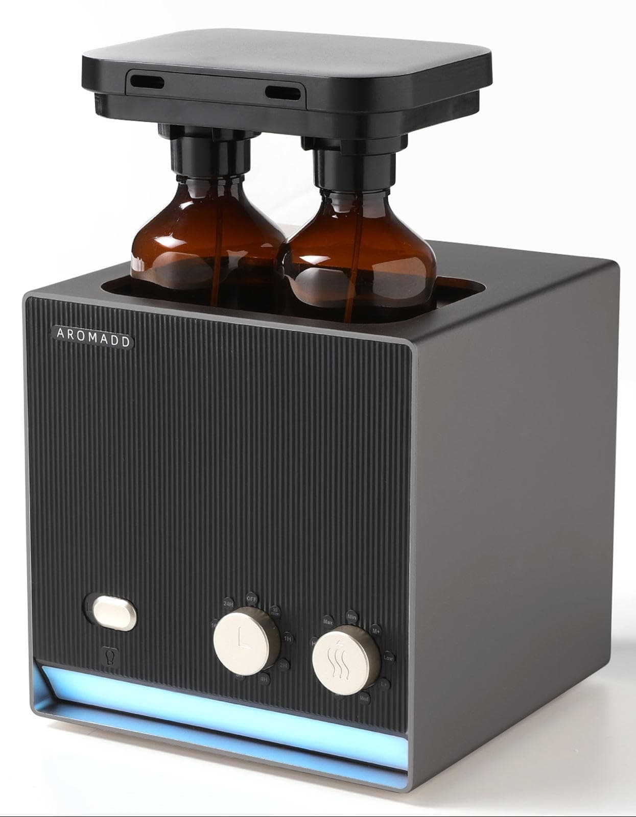 Aromadd Smart Aroma Waterless Essential Oil Diffuser, Cold Air Tech Scent Air Machine for 2000 Sq Ft, 200ml Hotel Collection Diffuser for Home & Office (Black Titanium, Two Scents)