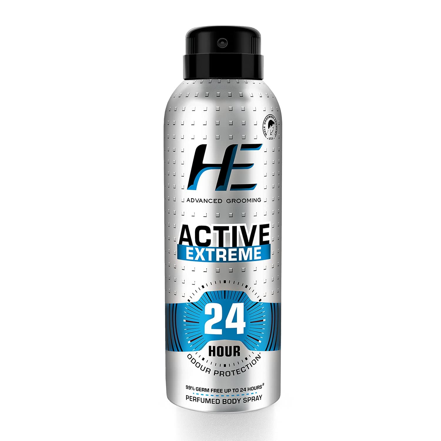 HE Active Extreme Perfumed Body Spray 150ml for Today's Active Men, 24 Hour Odor Protection* 99% Germ Free up to 24 hours