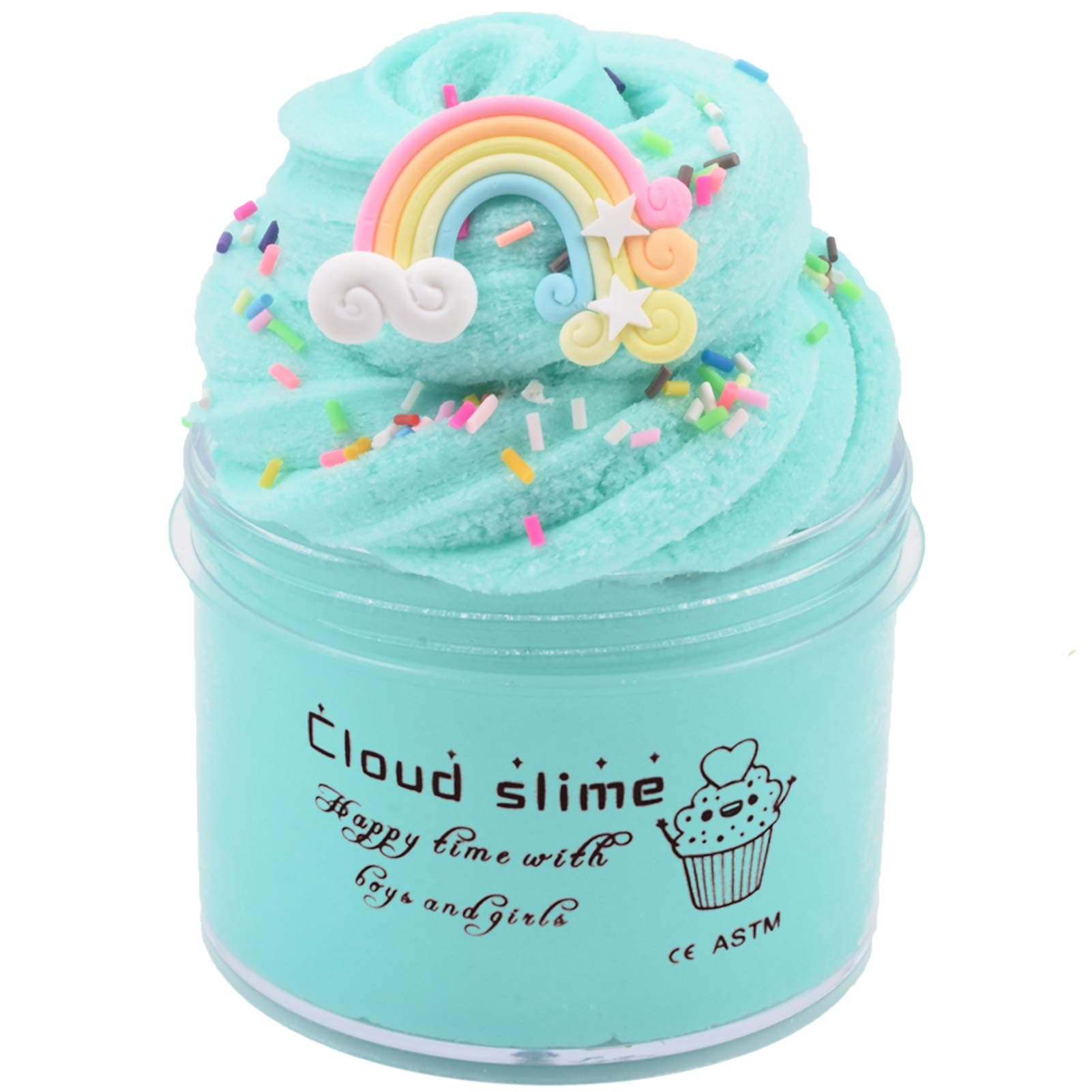 Rainbow Cloud Ocean Blue Premade Snow Slime 7OZ/200ML - Scented Silk Mud With Charm DIY Xmas Toys for Girls Boys Party Favors