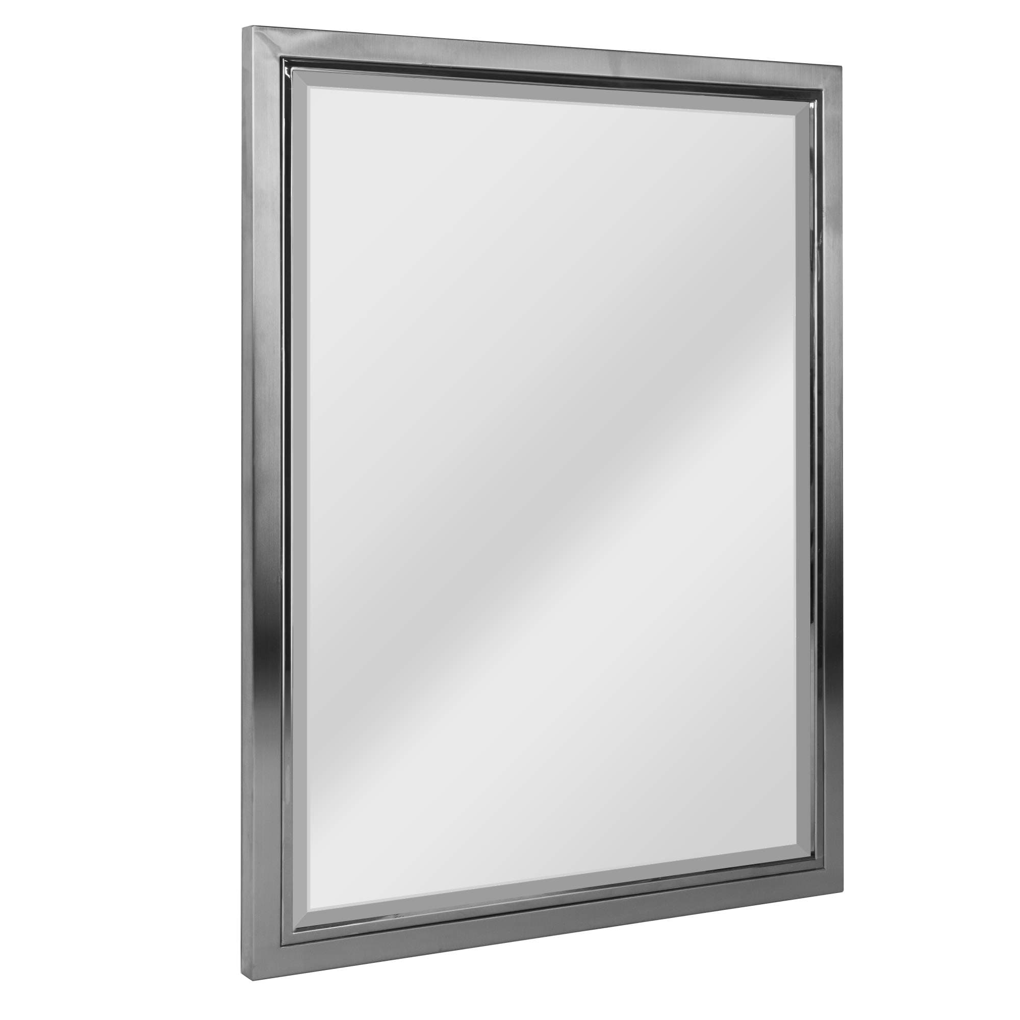 Head WestModern Transitional Design Stainless Steel Wall Hang Classic Brush Nickel/Chrome Mirror for Bathroom and Vanity System Horizontal Or Vertical Mount - 24"x30"