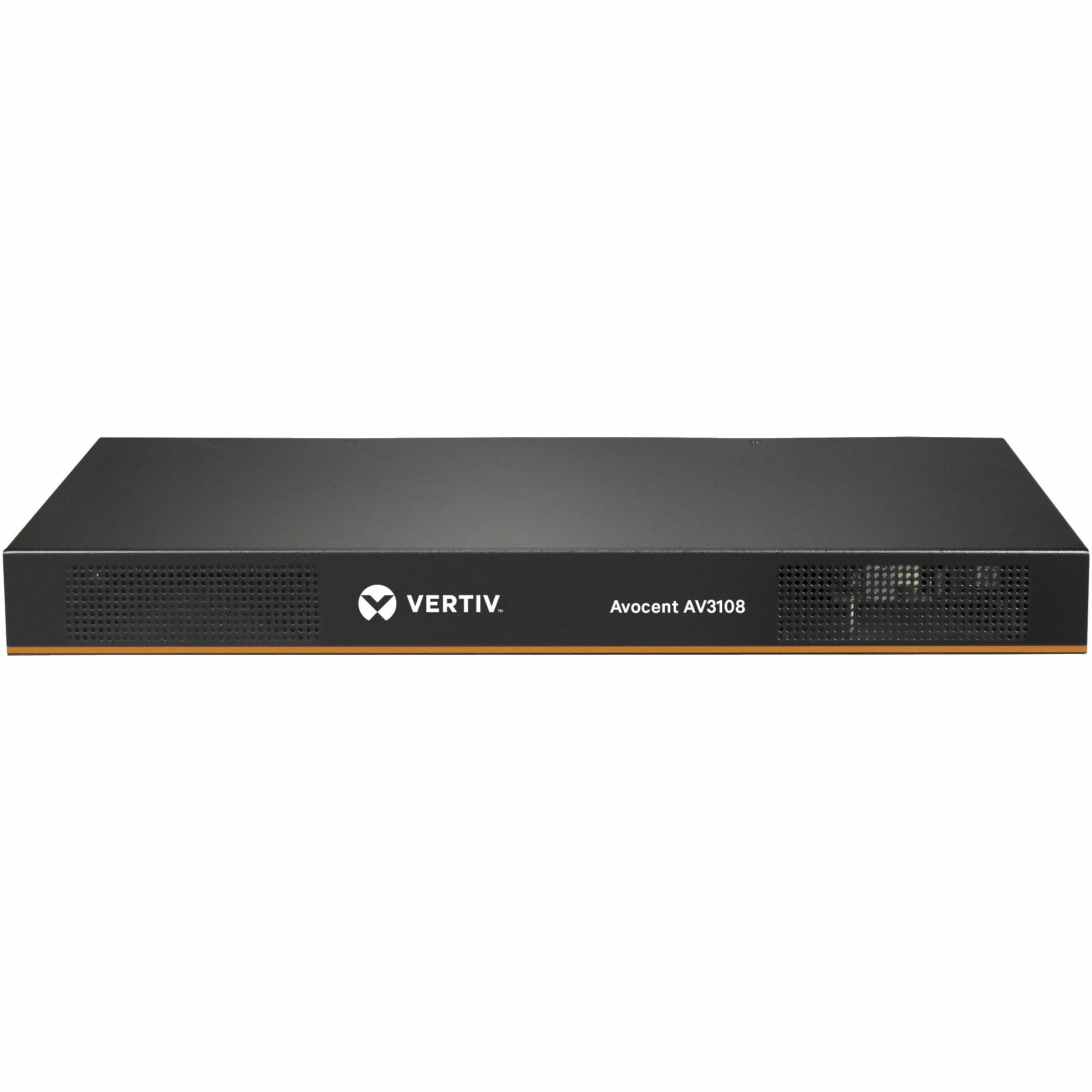 Vertiv Avocent AV3000 Rackmount KVM Over IP Switch, 8 Port KVM switches, Common Access Card (CAC), Local and Remote Access, Centralized Management, VGA, DisplayPort, DVI, HDMI, VGA Cable (AV3108-400)