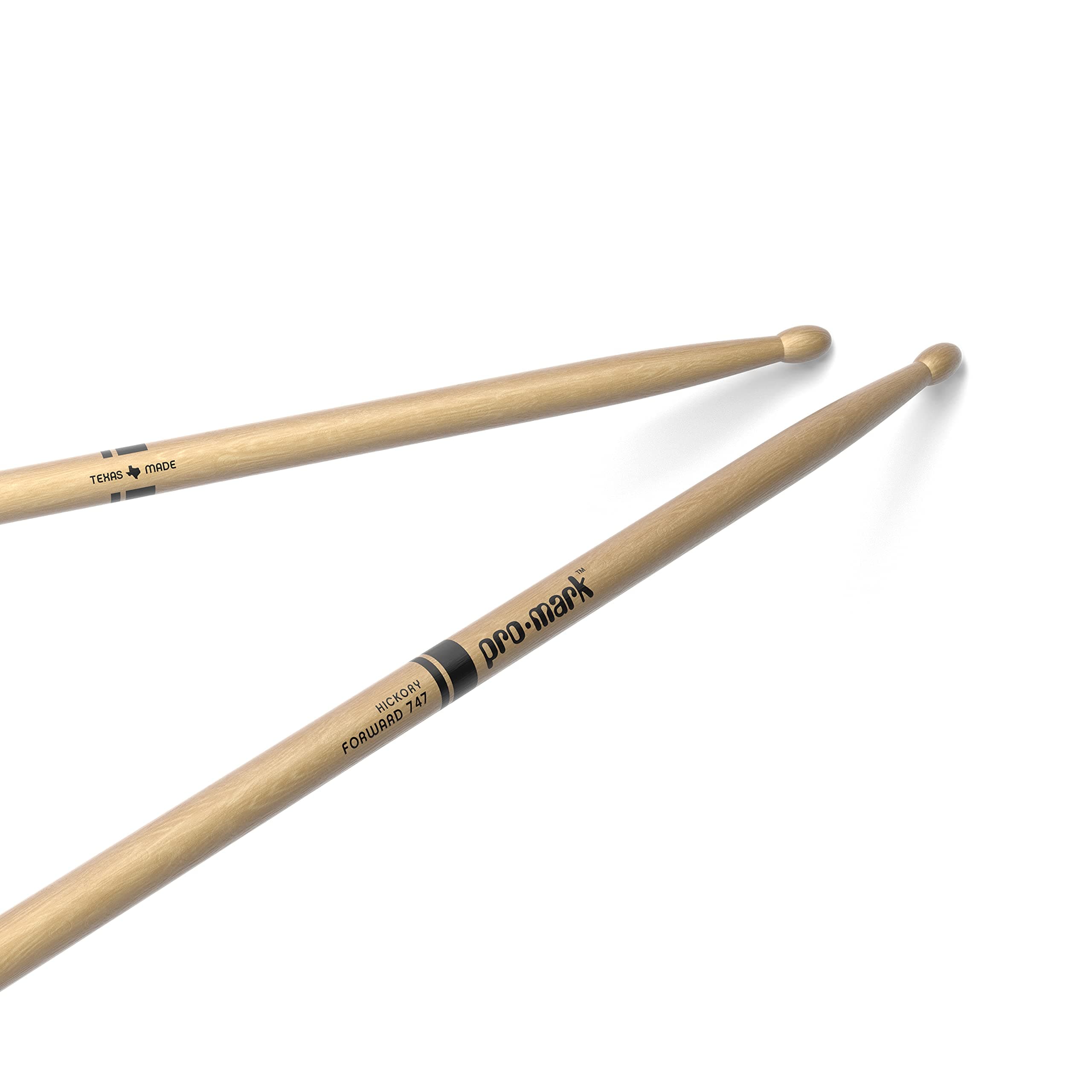 Drum Sticks - Classic Forward 747 - Oval Wood Tip Hickory - Warm Tone - Consistent Weight & Pitch - 1 Pair