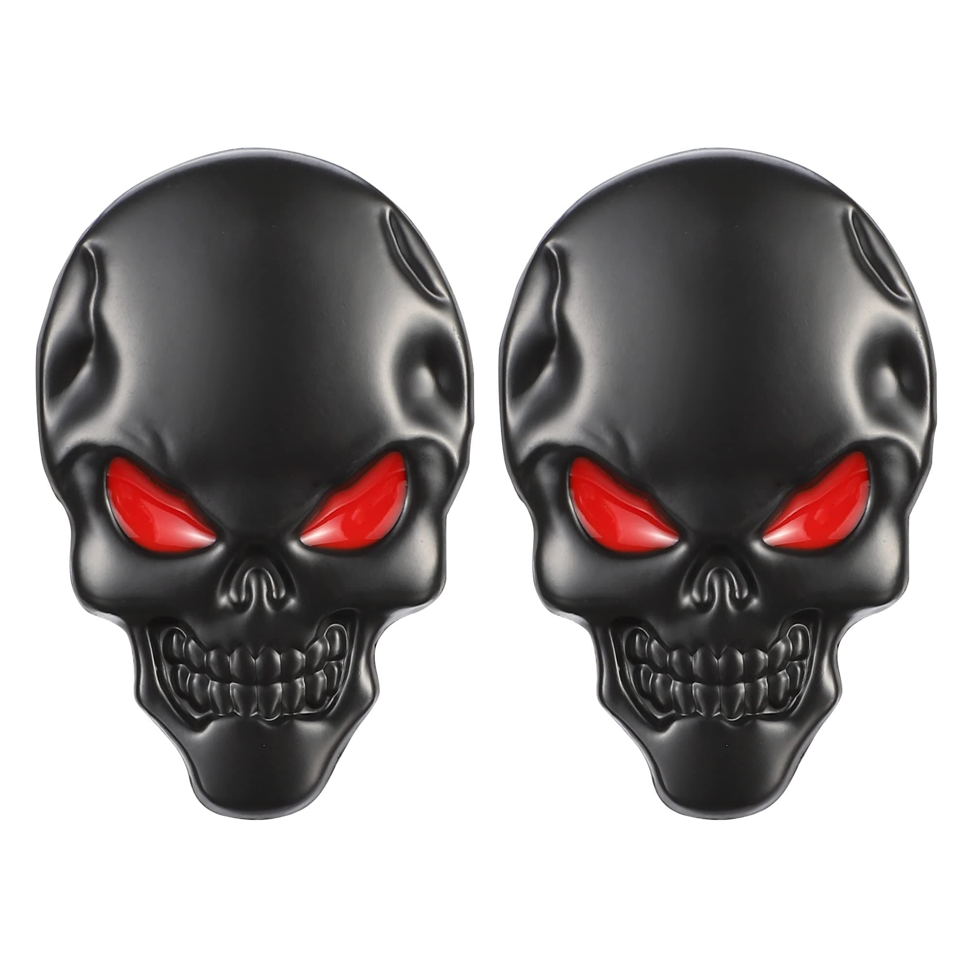 TOMALL 2Pcs Skeleton Skull Logo Devil Death Emblem Badge 3D Metal Decals Stickers Decoration for Cars Trucks Motorcycle Mobile Phone Computer Laptop for Men Boy(Black Red)