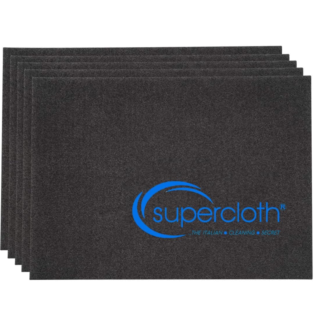Supercloth® Premium Microfiber Cleaning Cloth for All-Purpose, Lasts Over 5 Years, Glasses Cleaning Cloth, Microfiber Cleaning Cloth for Cars, 100% Made in Italy (5pk Mono-Color)