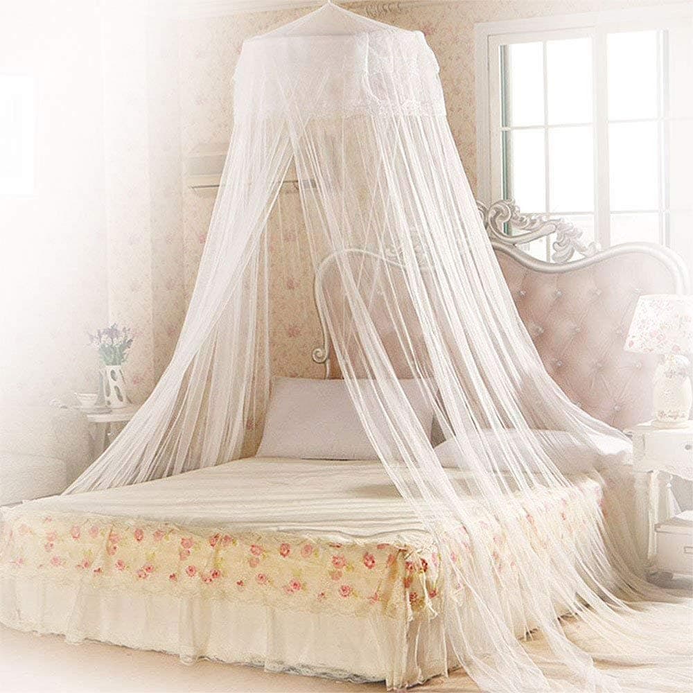 Mopalwin Bed Mosquito Net Canopy Protection Full Coverage Curtain Dome Fly Insect Net for Double For Home Or Holidays (White)