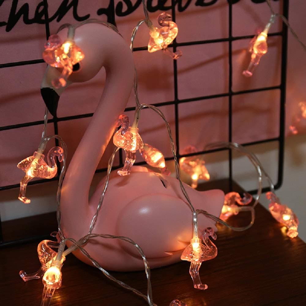 Merdeco Flamingo String Lights, Plug in String Lights 16ft 50 LED Decorative Lights for Party/Birthday/Wedding/Christmas Indoor Outdoor Decoration