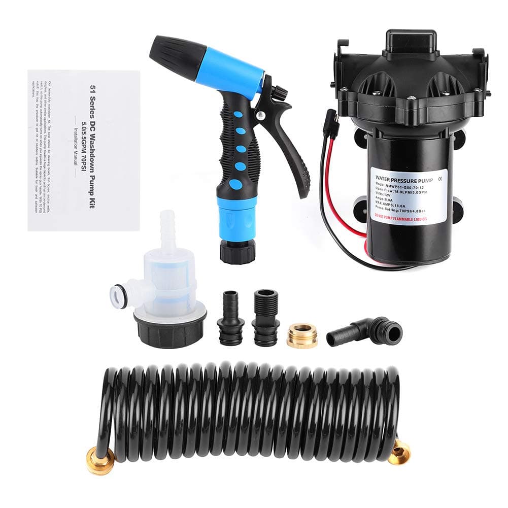 BEATIZZA Washdown Pump Kit, Washdown Deck Cleaning Pump Kit 12V Fresh Sea Water Flow 5.0 GPM for Rv Boat Marine