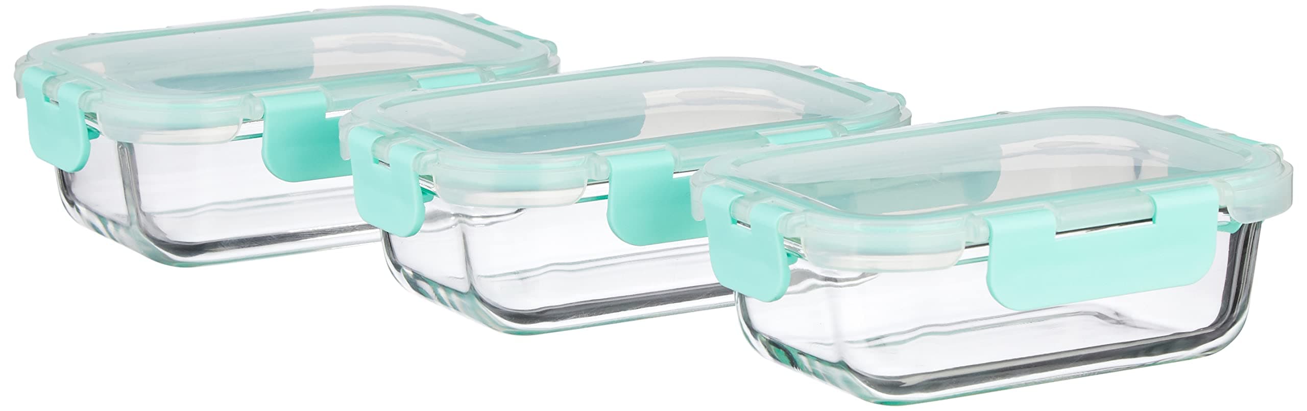 - Multipurpose Glass Containers/Lunch Boxes for Office with Break-Free,Detachable Locks,Airtight,Leakproof,Microwave-Safe,Freezer-Safe,Set of 3,Rectangle(370 Ml Each),Transparent