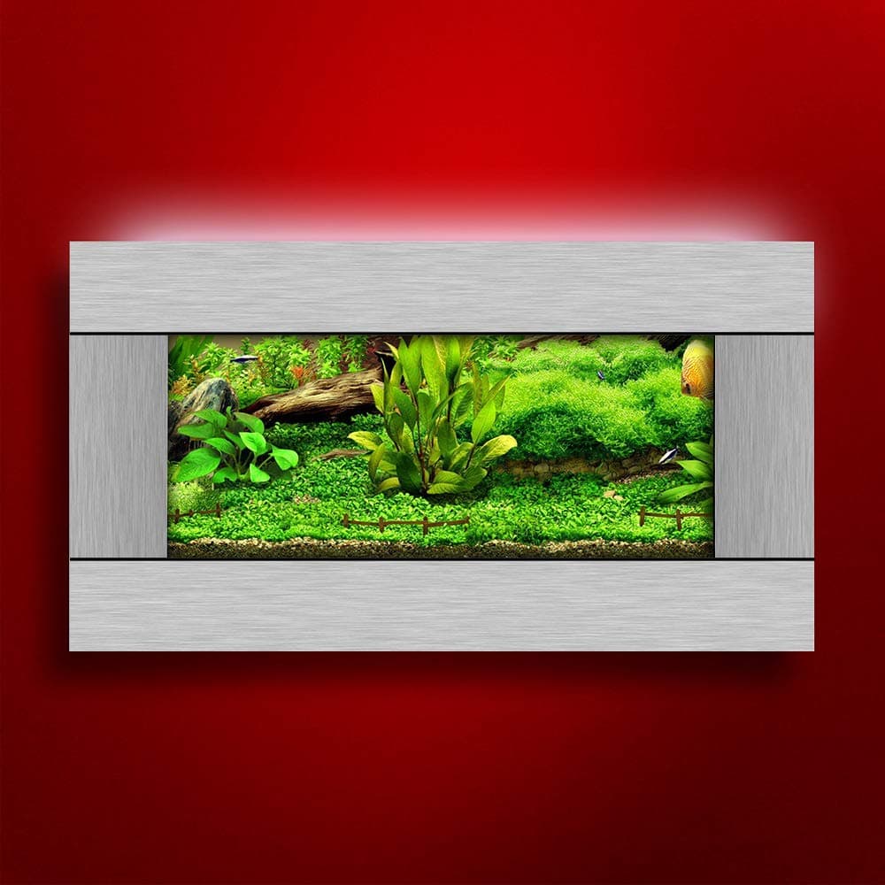 Aussie Aquarium 2.0 View Slim Wall Mounted Fish Tank Kit | 2 Gallon, 4.5" Deep | LED Light, Filter, Decor Kit, Easy Setup