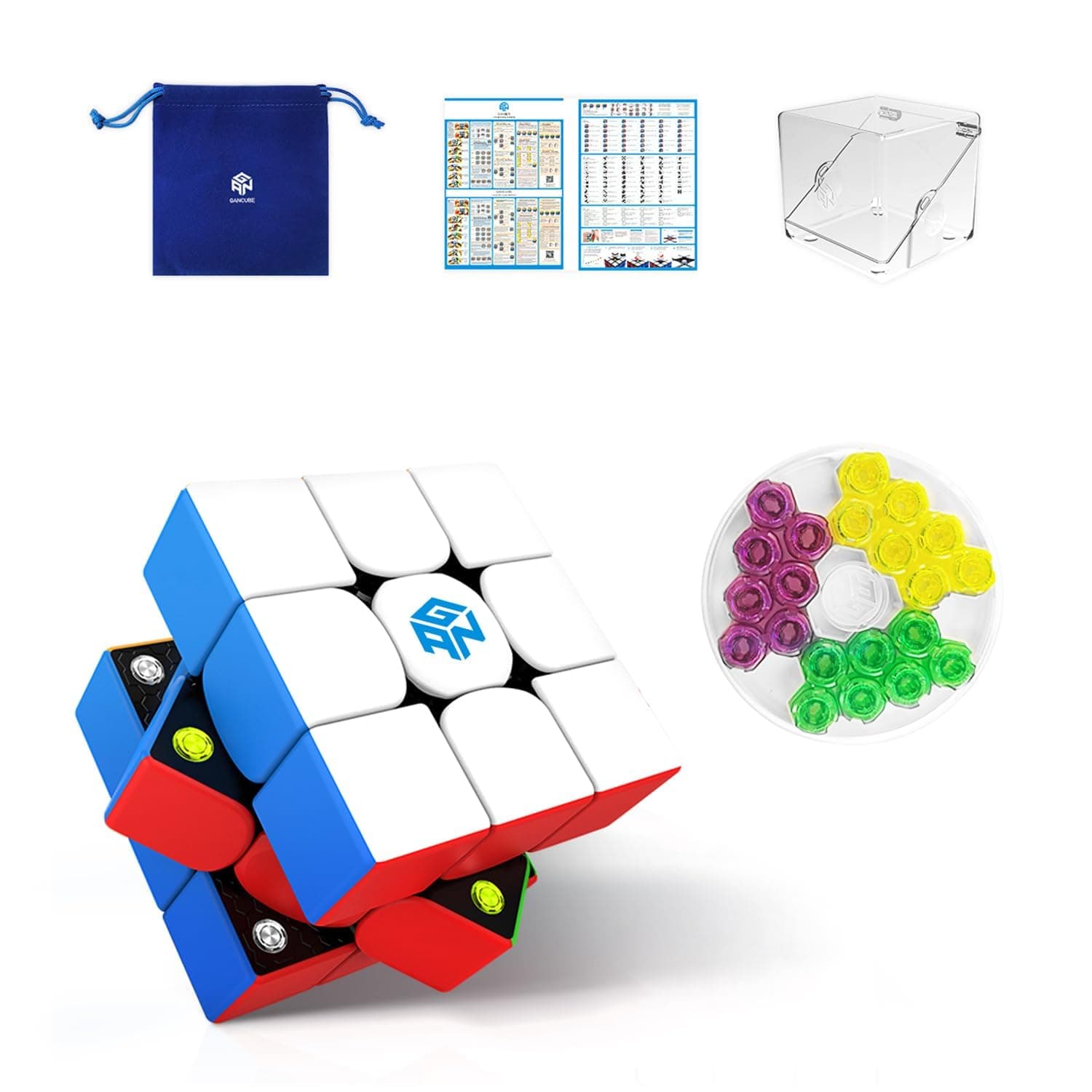 356 M, 3x3 Magnetic Speed Cube Gans 356M Magic Cube with Extra GES, Stickerless (ver. 2020)