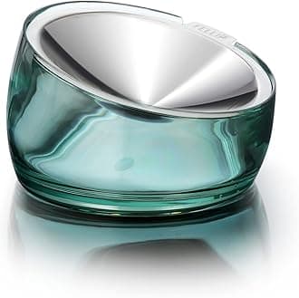 Pet Whisker Fatigue Relief Raised Cat Food Bowl Stainless Steel Angled Shallow Dish Tilted, Anti Vomit, Spill Proof, Slanted Feeder Flat Metal Plate Acrylic Elevated Puppy (0.5 Cups, Classic)