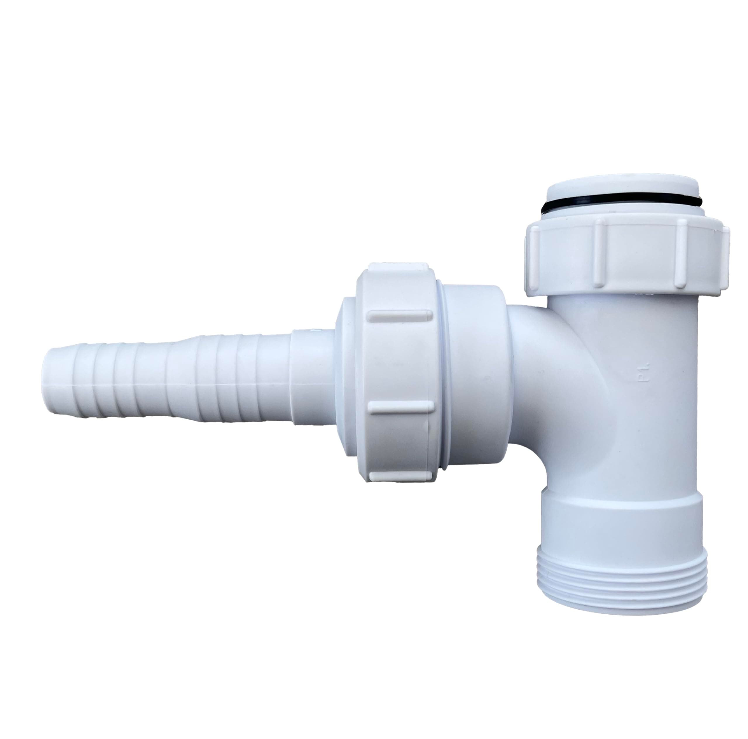 Multi-Fit Waste Trap Adaptor Tee with Nozzle - 40mm 1.1/2" Swivel Swept BSP Tee c/w Nozzle, Dishwasher Waste Pipe Connector, Washing Machine Waste Splitter, BS EN 24-1:2002 Compliant