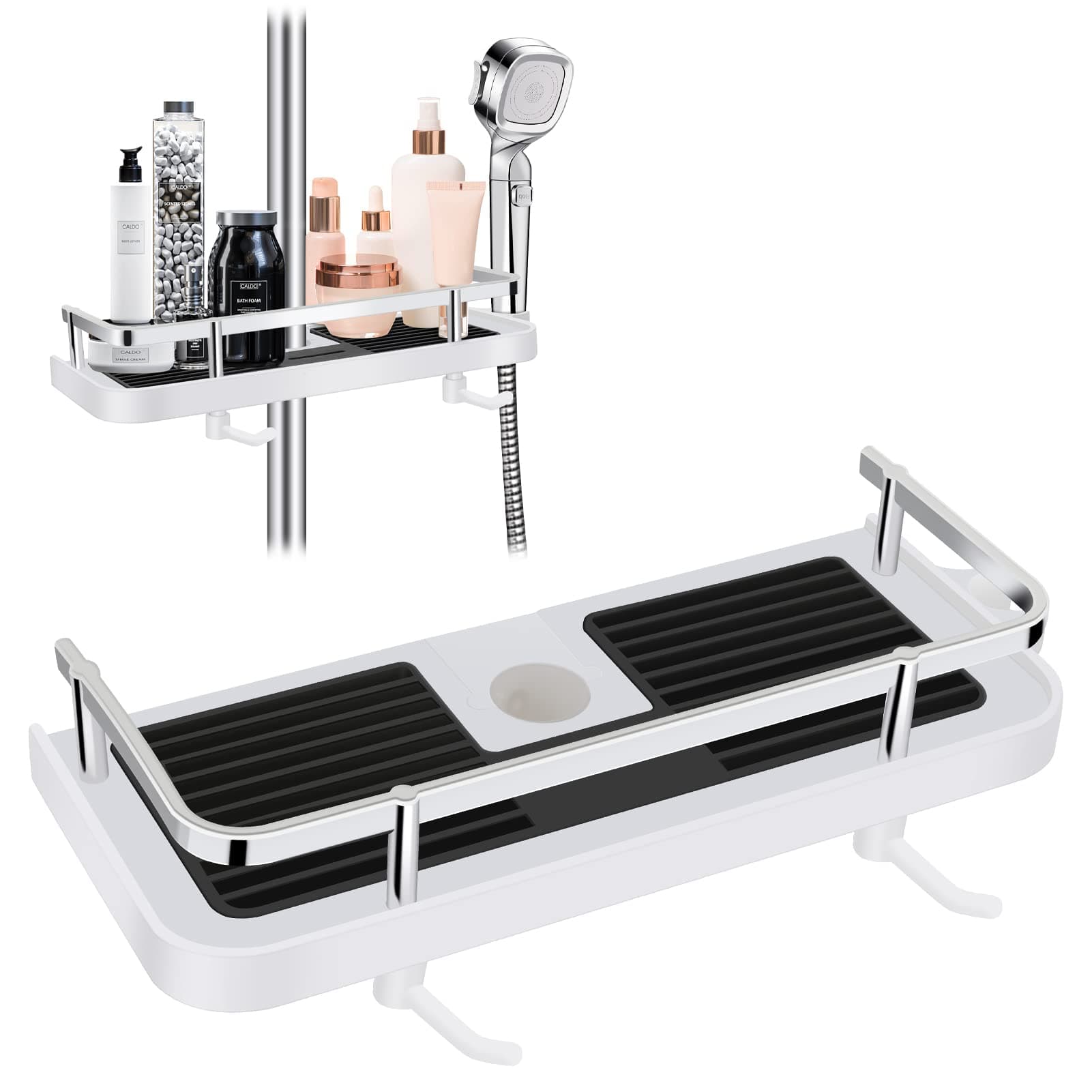 Liamostee Punch free Multi-function Storage Rack, 2-in-1 Liftable Shower Storage Rack, shower rack, Bathroom Organiser, No Drilling Shower Shelf Caddy for Bathroom caddy