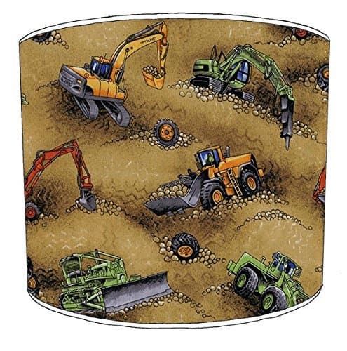 Boys Construction Digger Tractor JCB Lampshade for A Table Lamp in 3 Sizes - Free Personalisation