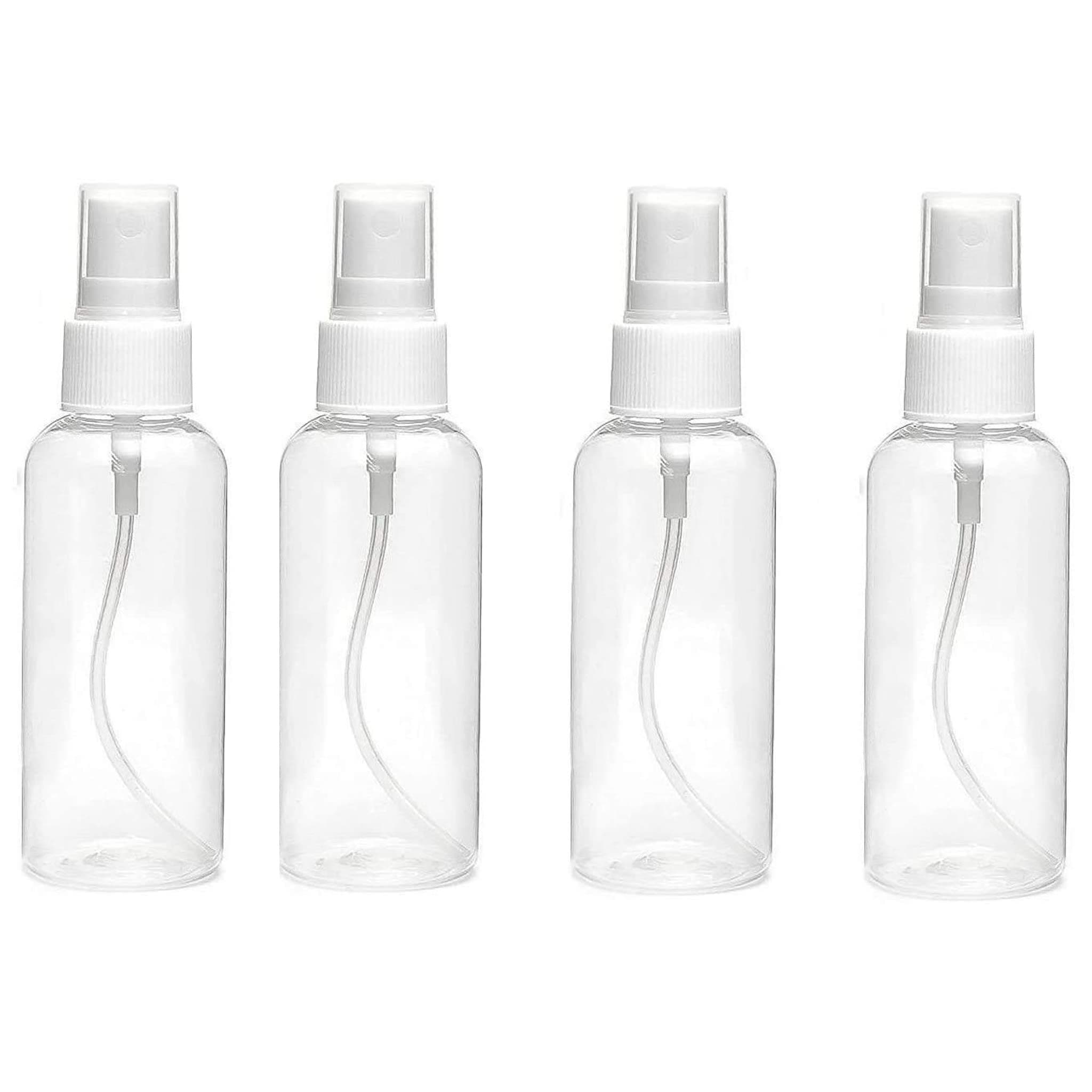 Flemco® Transparent Plastic Empty Refillable Reusable Fine Mist Spray Bottle Container for Sanitizer, Perfume, Travel, Home Care (100ml, Pack of 4)