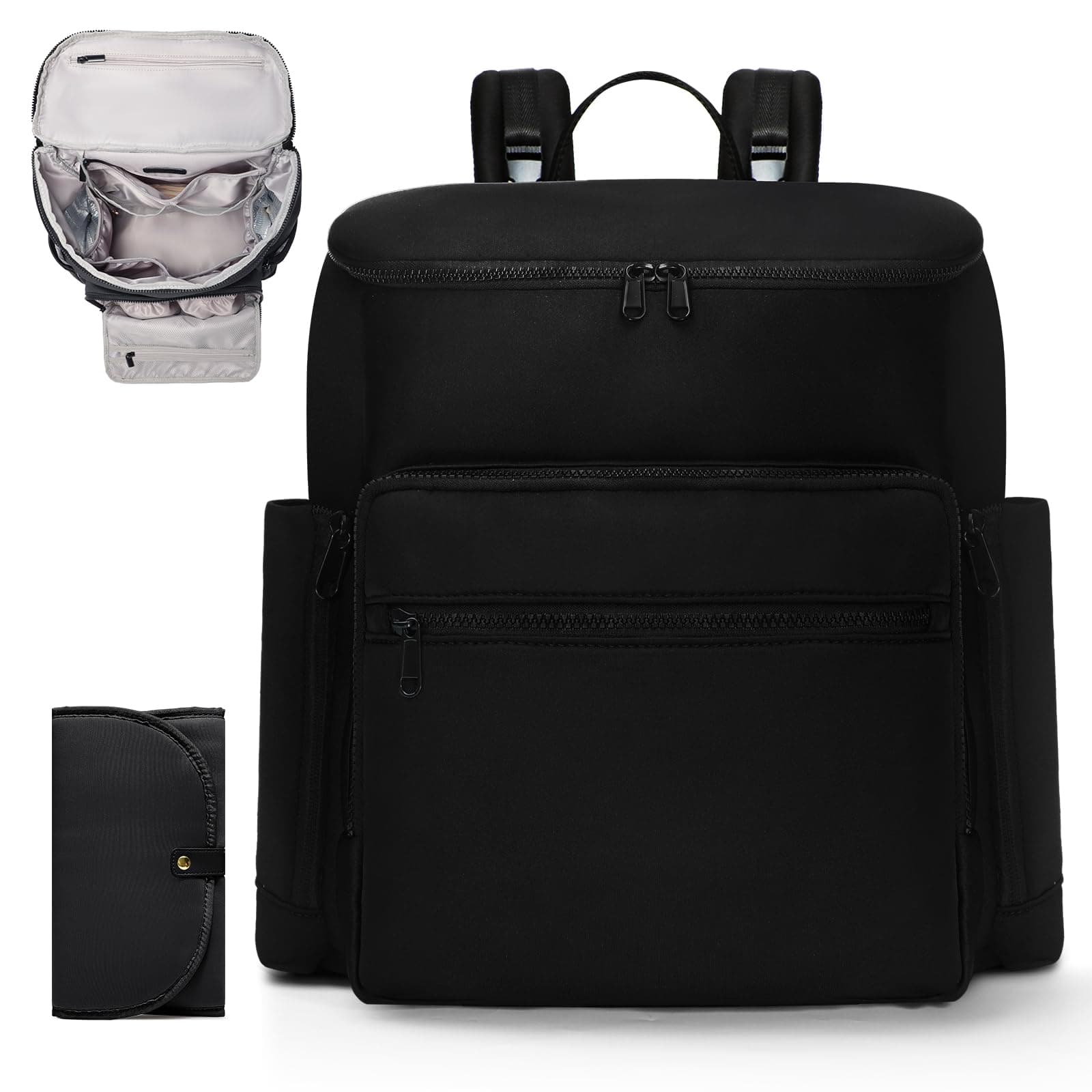 Diaper Bag Backpack, Neoprene Bag Backpack 16 Pocket, 4 Insulated Pockets, Baby Bag with Changing Pad