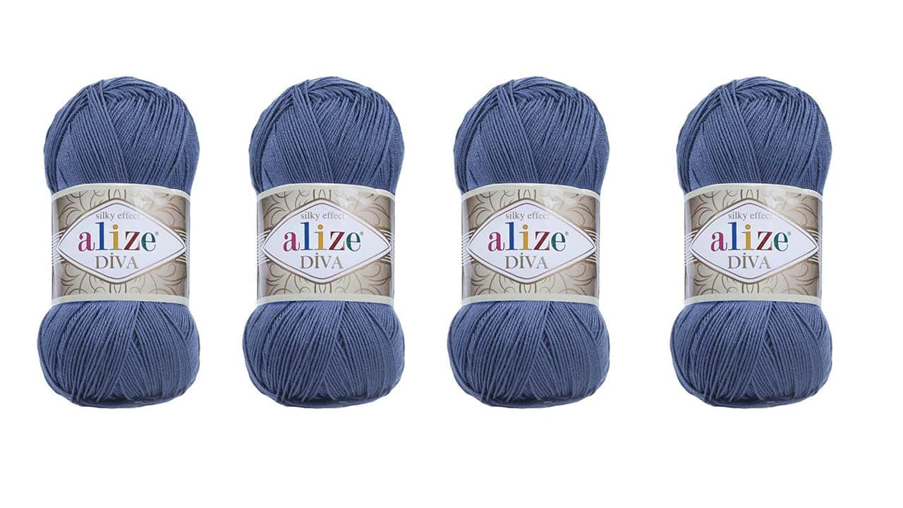 Hand Knitting Yarn 100% Microfiber Acrylic Yarn Alize Diva Silk Effect Thread Crochet Art Lace Craft Lot of 4 skeins 400gr 1532yds (353)
