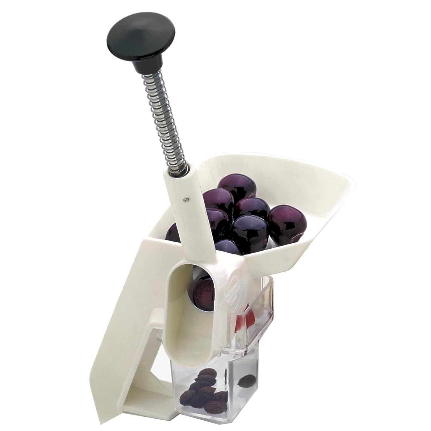 Norpro Deluxe Cherry Olive Pitter Stoner Seed Remover with Automatic Feed