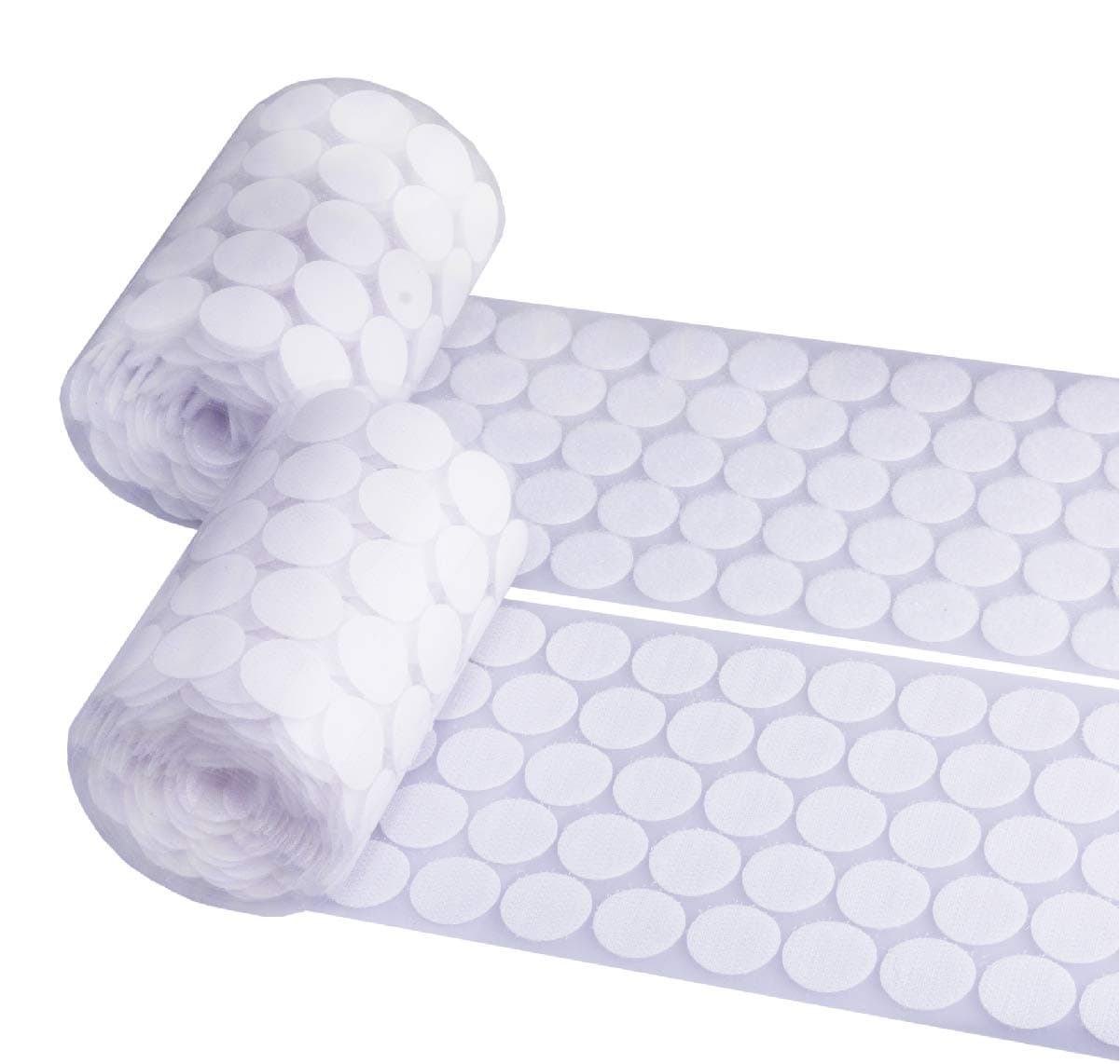 BEADNOVA 500pcs 20mm Coins Hook Adhesive Tapes Hook and Loop Strip Self Adhesive Dots Tapes Waterproof Dot Hook (White)