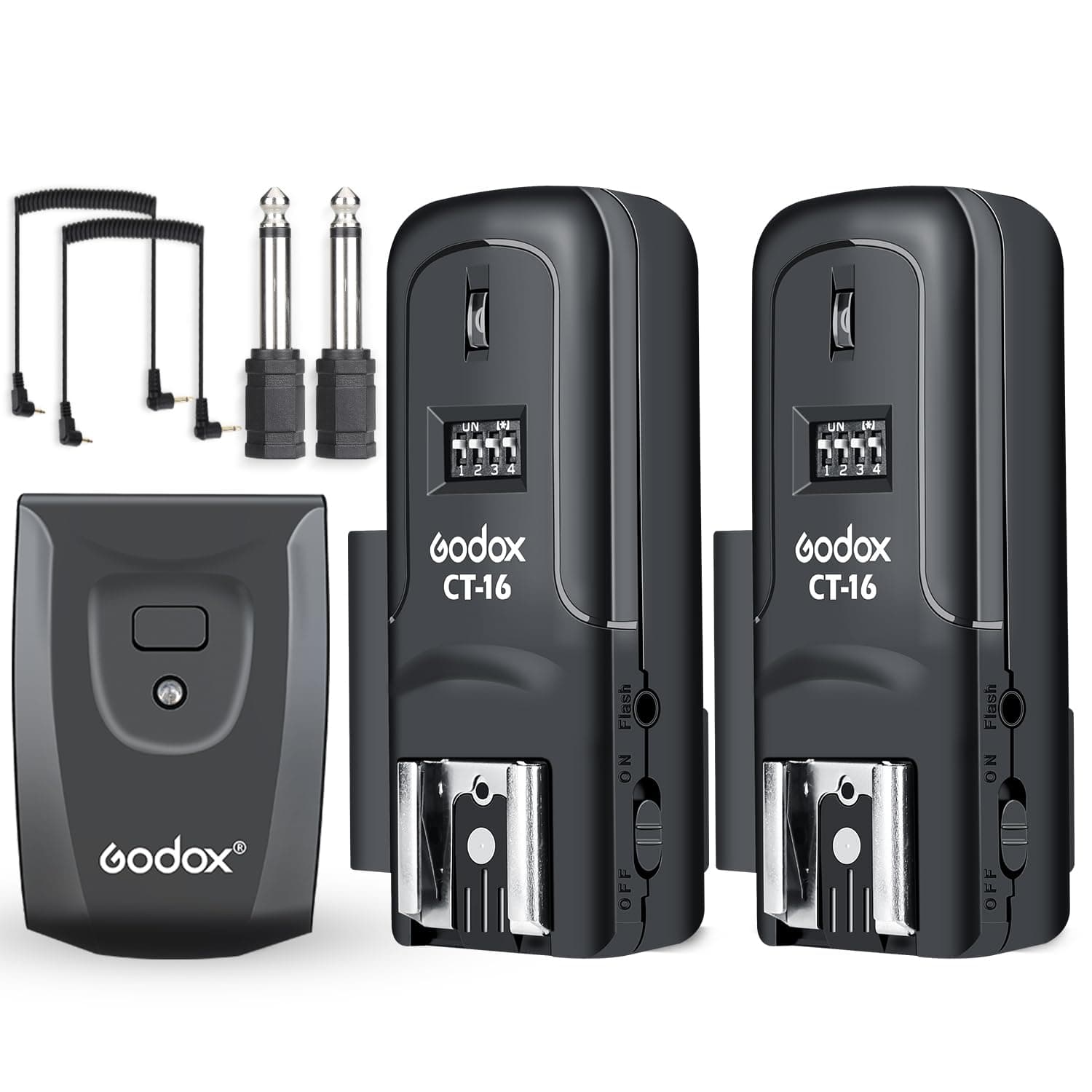 Godox CT-16 Wireless Radio Flash Trigger (1x Transmitter + 2X Receiver) Kit,Compatible for Canon Sony Pentax DSLR Camera