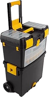 Stalwart Rolling Tool Box with Wheels, Foldable Comfort Handle, and Removable Top – Toolbox Organizers and Storage