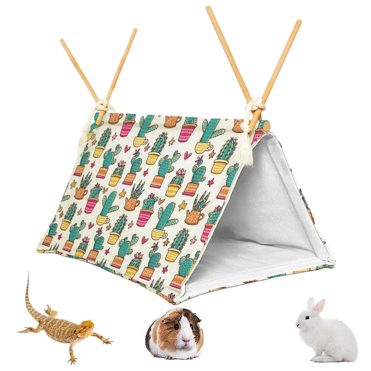 Bearded Dragon Tent Hide, Reptile Hide Bed for Leopard Gecko, Dragon Bed/Den (cactu2)