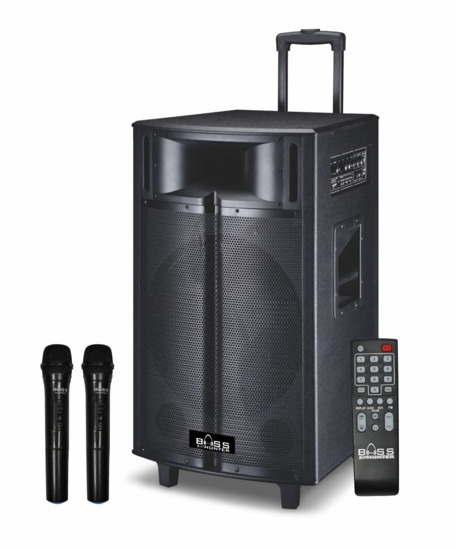 DP-15V Trolley Wooden Bluetooth Speaker with 2 Wireless Microphone