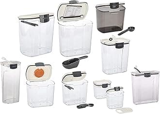 Progressive ProKeeper Baker's Airtight Kitchen Storage Canister Container Set for Flour, Sugar & More, Keeps Ingredients Fresh, with Accessories (Multicolor, 10- Piece)