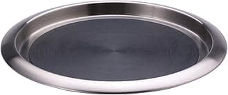 Service Ideas TR1412SR Tray with Top and Bottom Built in Non-Slip Rubber Inserts, 12" Round, Dishwasher Safe, Stainless Steel, Brushed