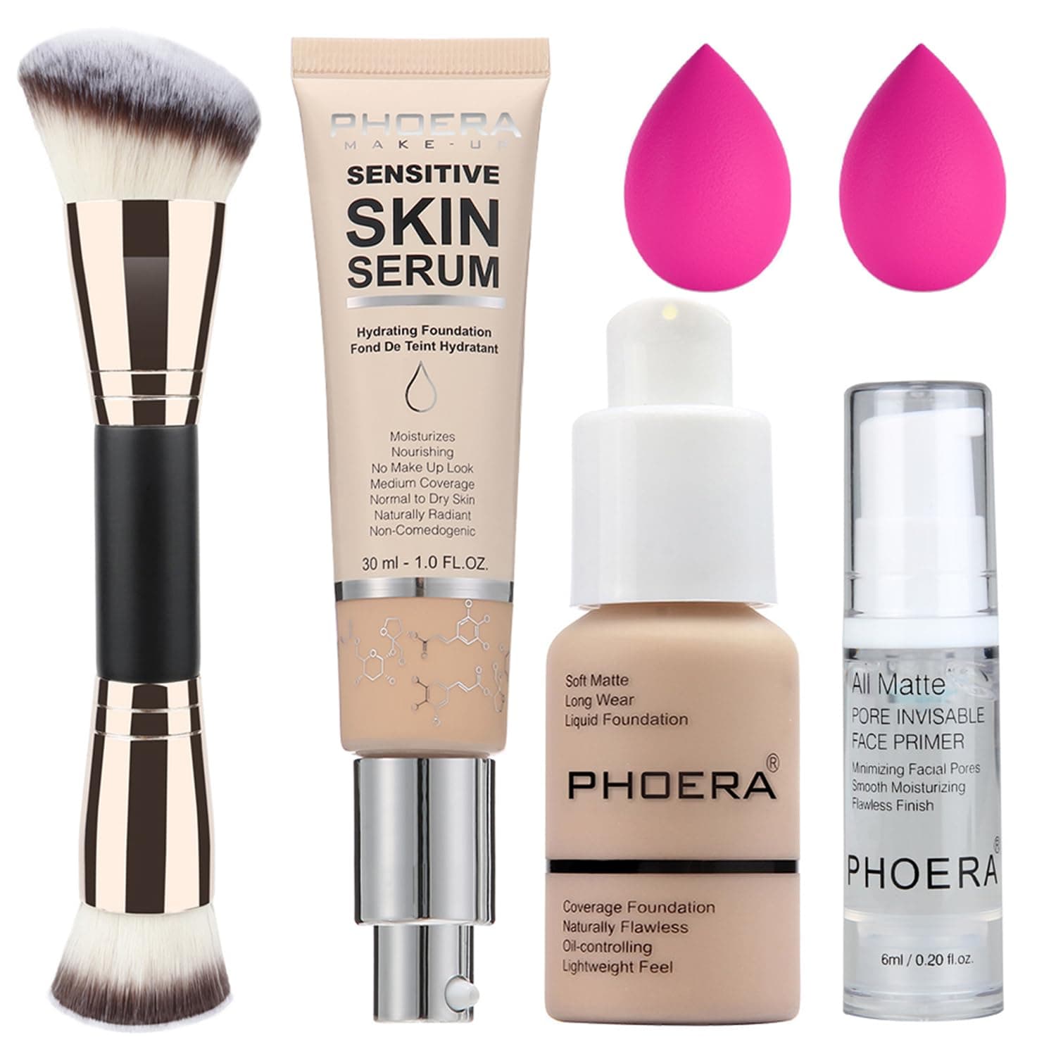 PHOERA Foundation Full Coverage,and 2024 New PHOERA Foundation Makeup for Mature Skin, Wrinkles Matte Natural Finish for a Flawless Complexion with Medium Coverage (102+N02/Nude+Nude)