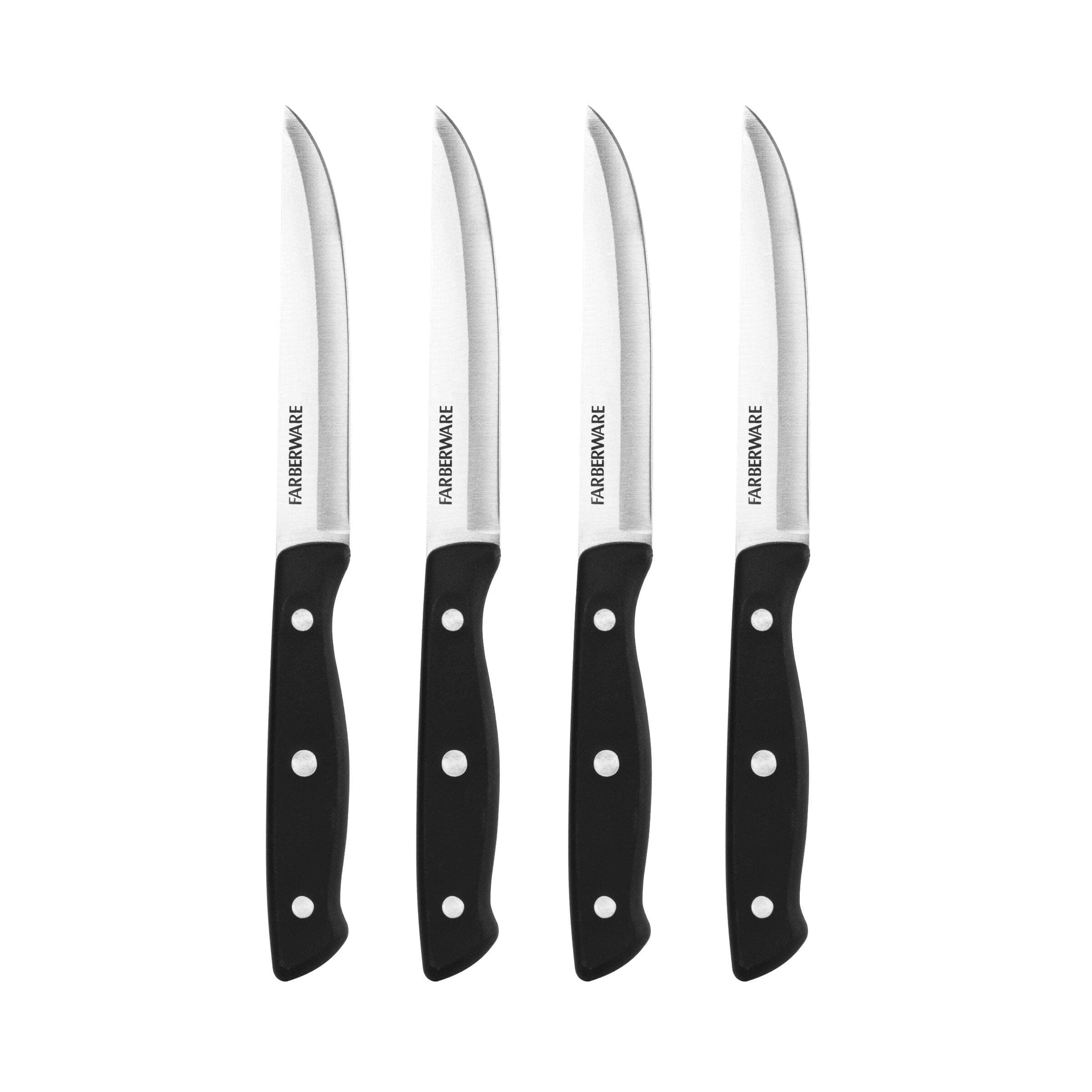 Farberware Triple Riveted Steak Knife Set, 4 Piece, Black