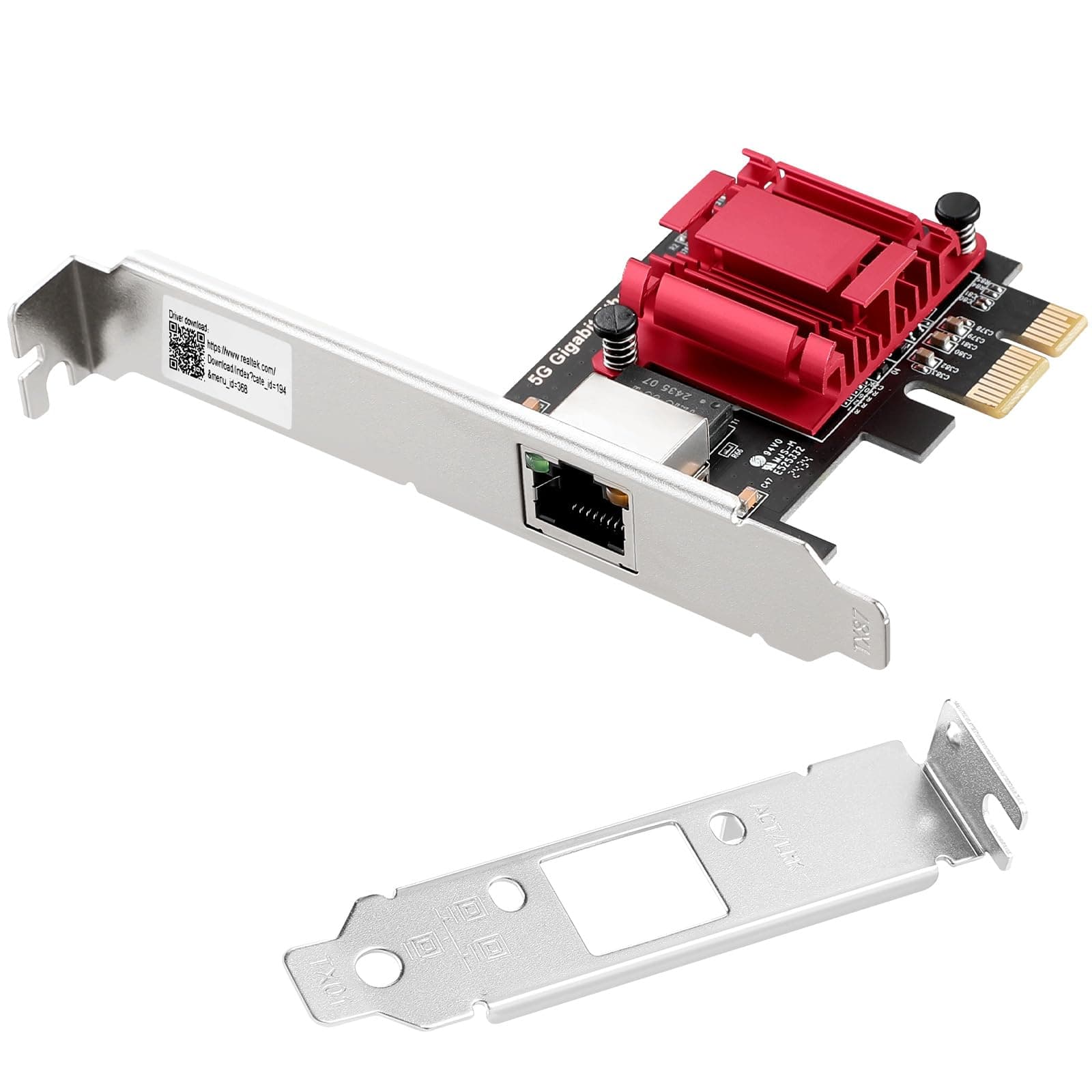 5Gbps PCIe Network Adapter, RTL8126 Chip Multi-Gigabit Ethernet Card (5G/2.5G/1G/100Mbps) PCIe 3.1 X1, RJ45 LAN Controller with PXE Boot, Low Profile Bracket for Windows/Linux