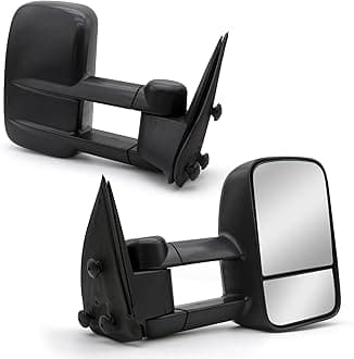 TOEMIRR Towing Mirrors fit for 1999 2000 2001 2002 2003 2004 2005 2006 Chevy Silverado Tahoe Suburban Avalanche GMC Sierra Yukon Compatible withCadillac Escalade Manual Telescopic Black Tow Mirror